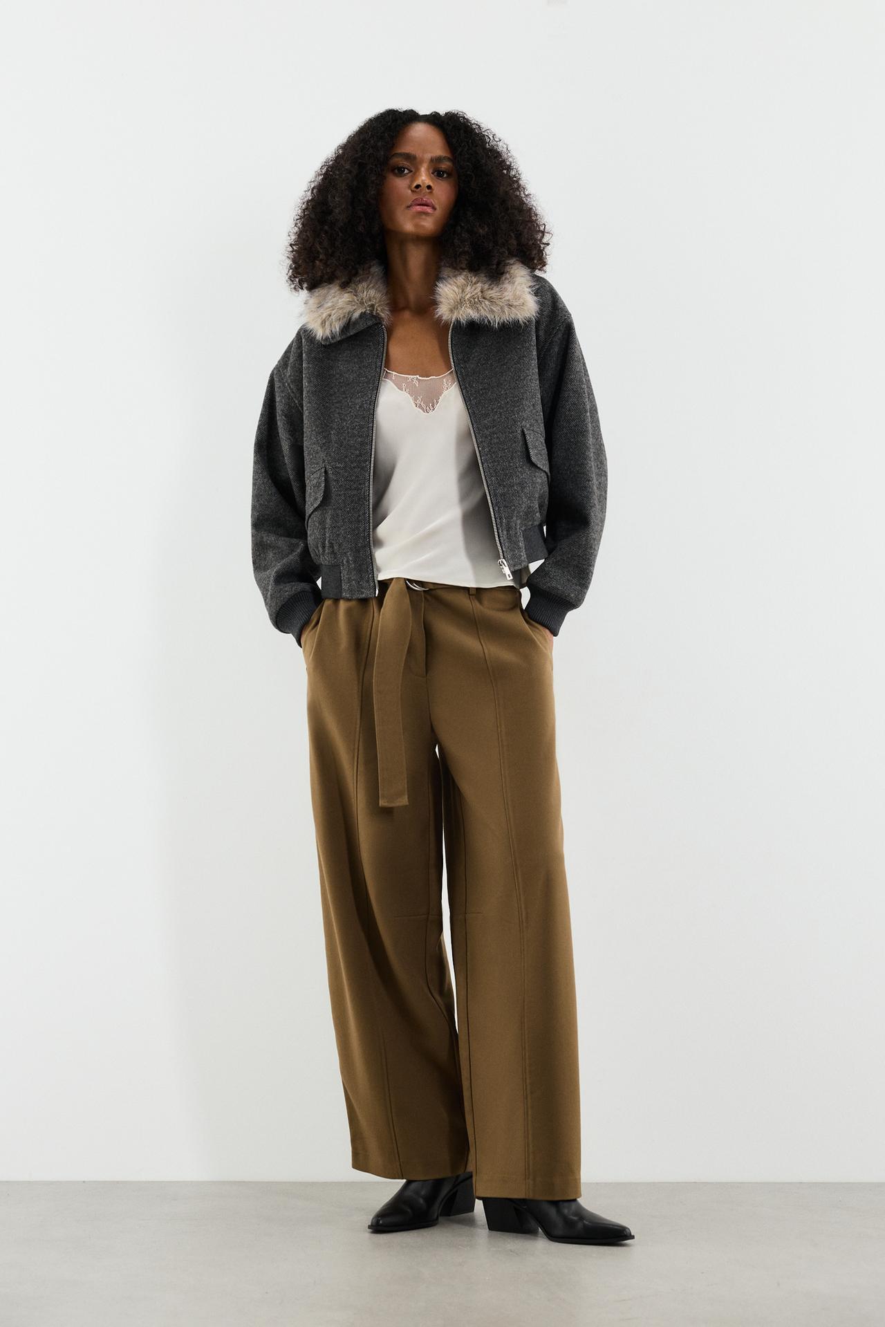 Wide-leg trousers — KHAKI
