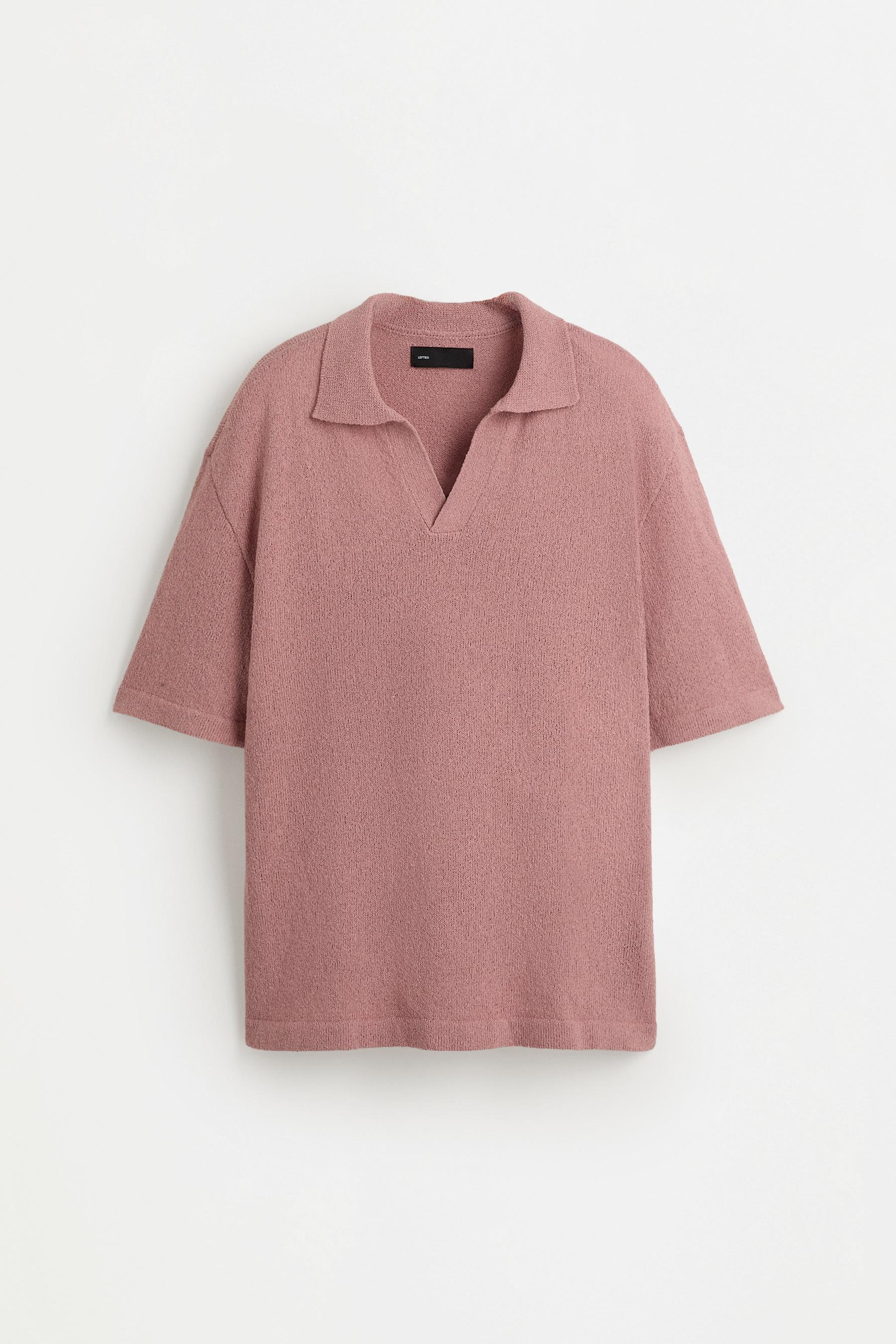 Textured knit polo shirt — ROSE PINK
