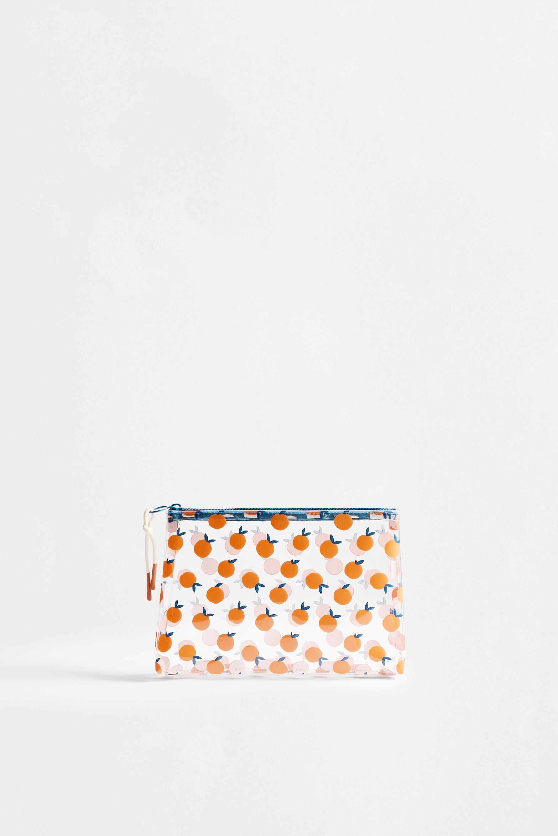 Orange print toiletry bag — BLUE/WHITE