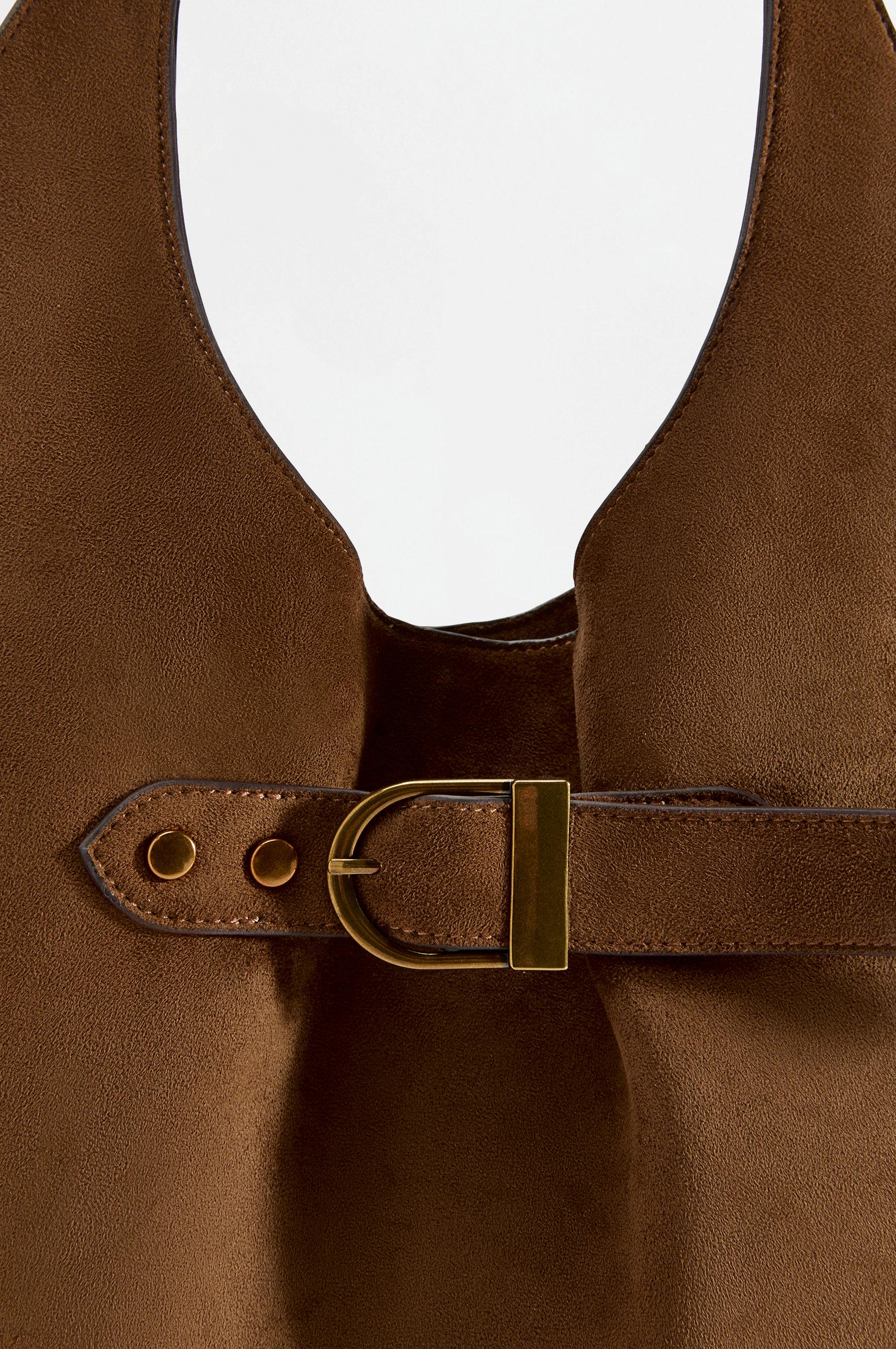 Faux suede bag — CAMEL