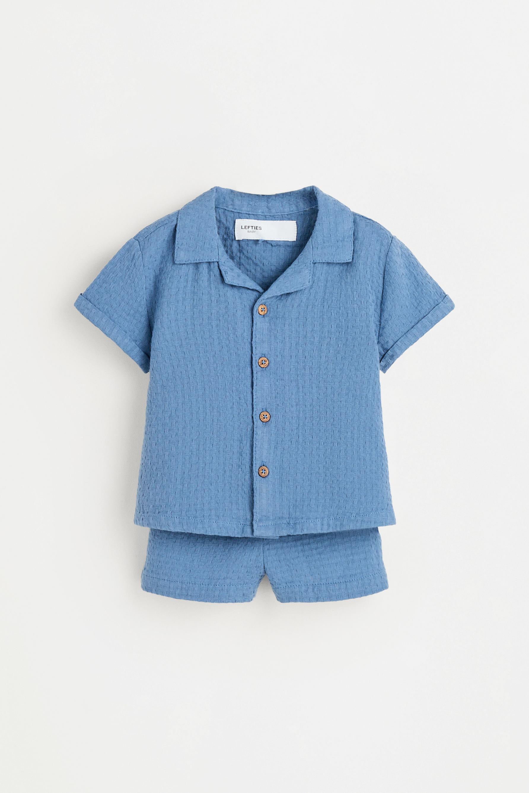 Dobby shirt and Bermuda shorts set — BLUE