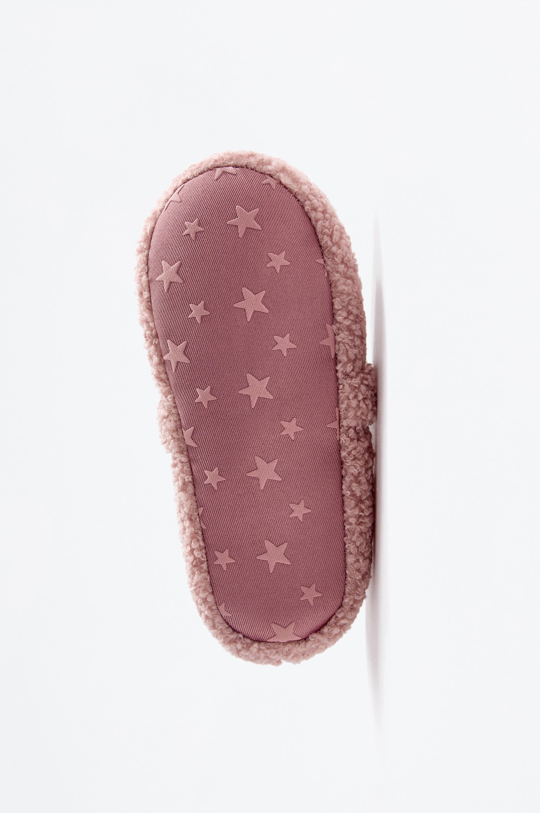 Girls' faux fur ballerina slippers — PINK (alternate view)
