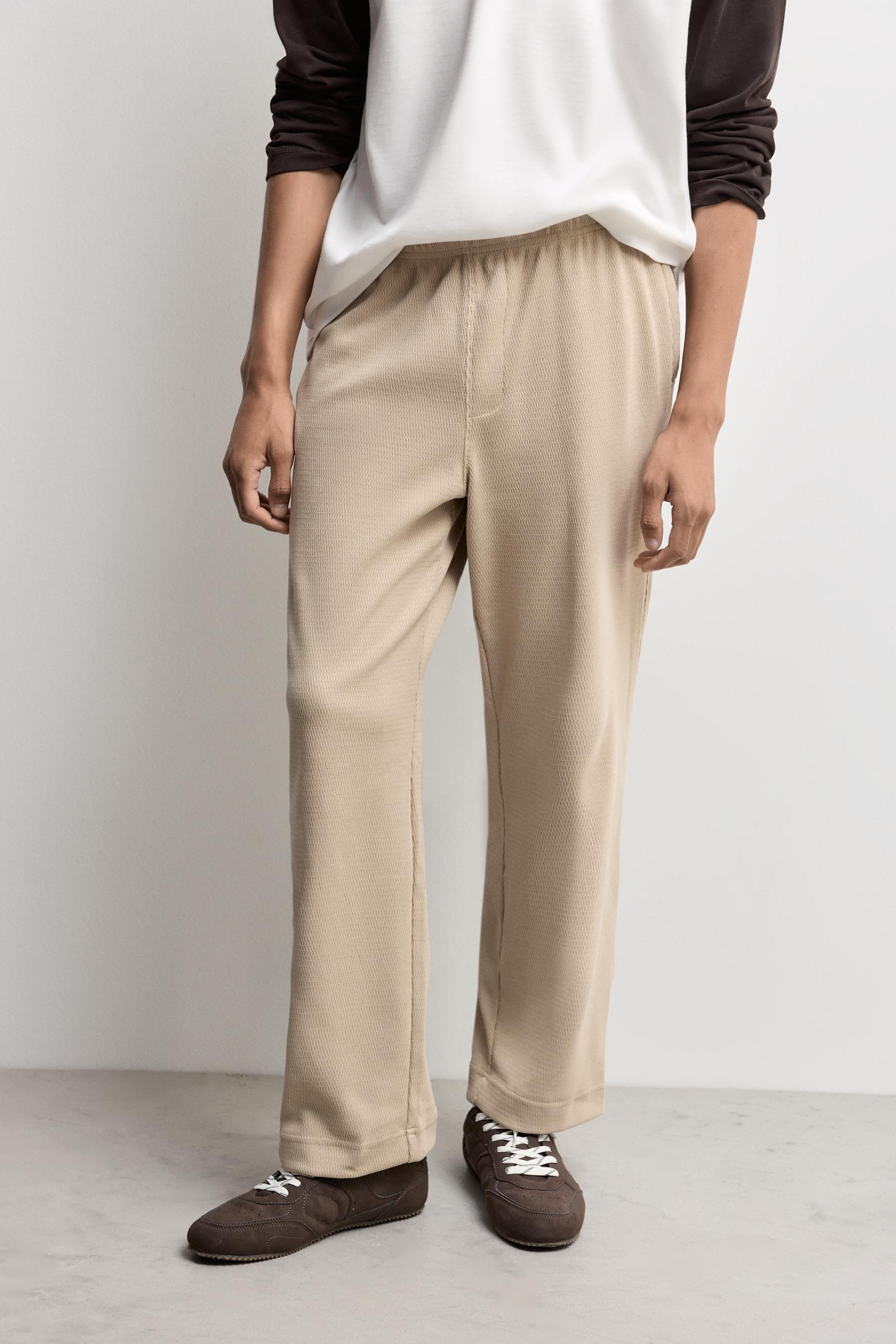 Textured tracksuit bottoms — PALE SAND