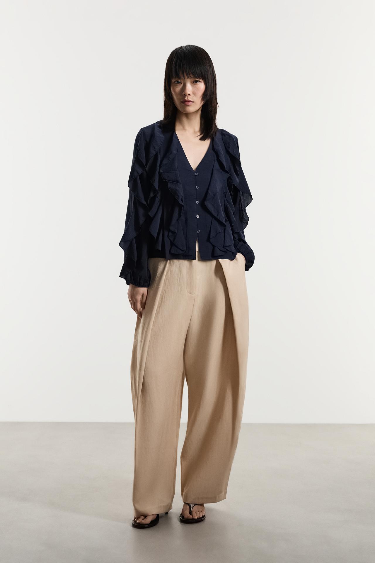 Ruffled Shirt — NAVY
