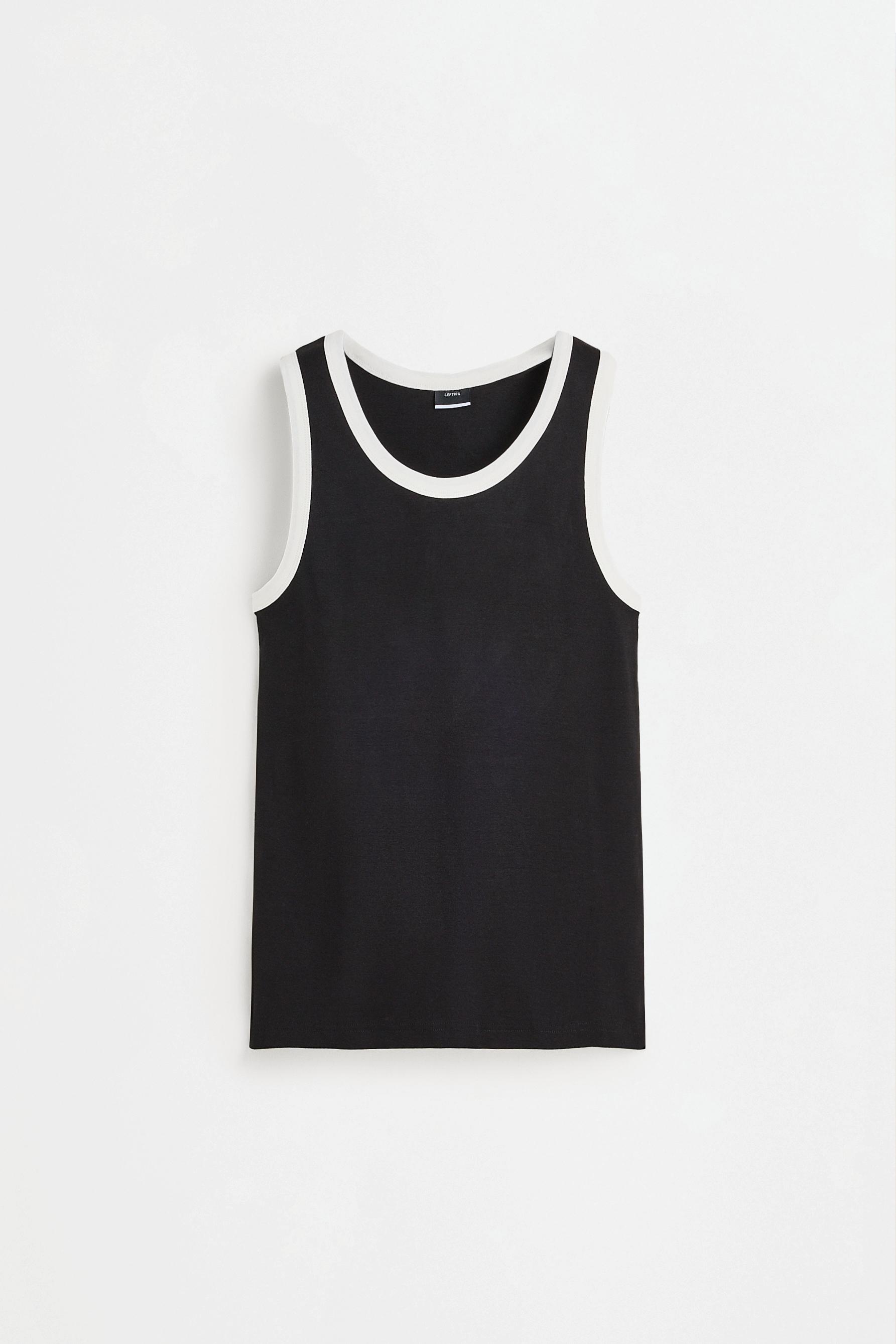 Contrast ribbed vest top — BLACK