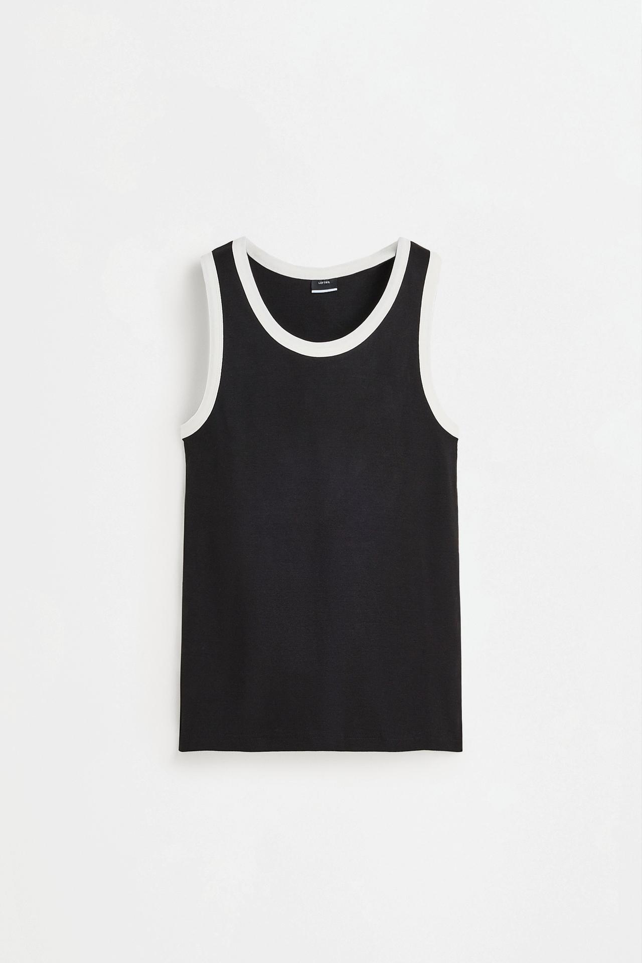 Contrast ribbed vest top — BLACK