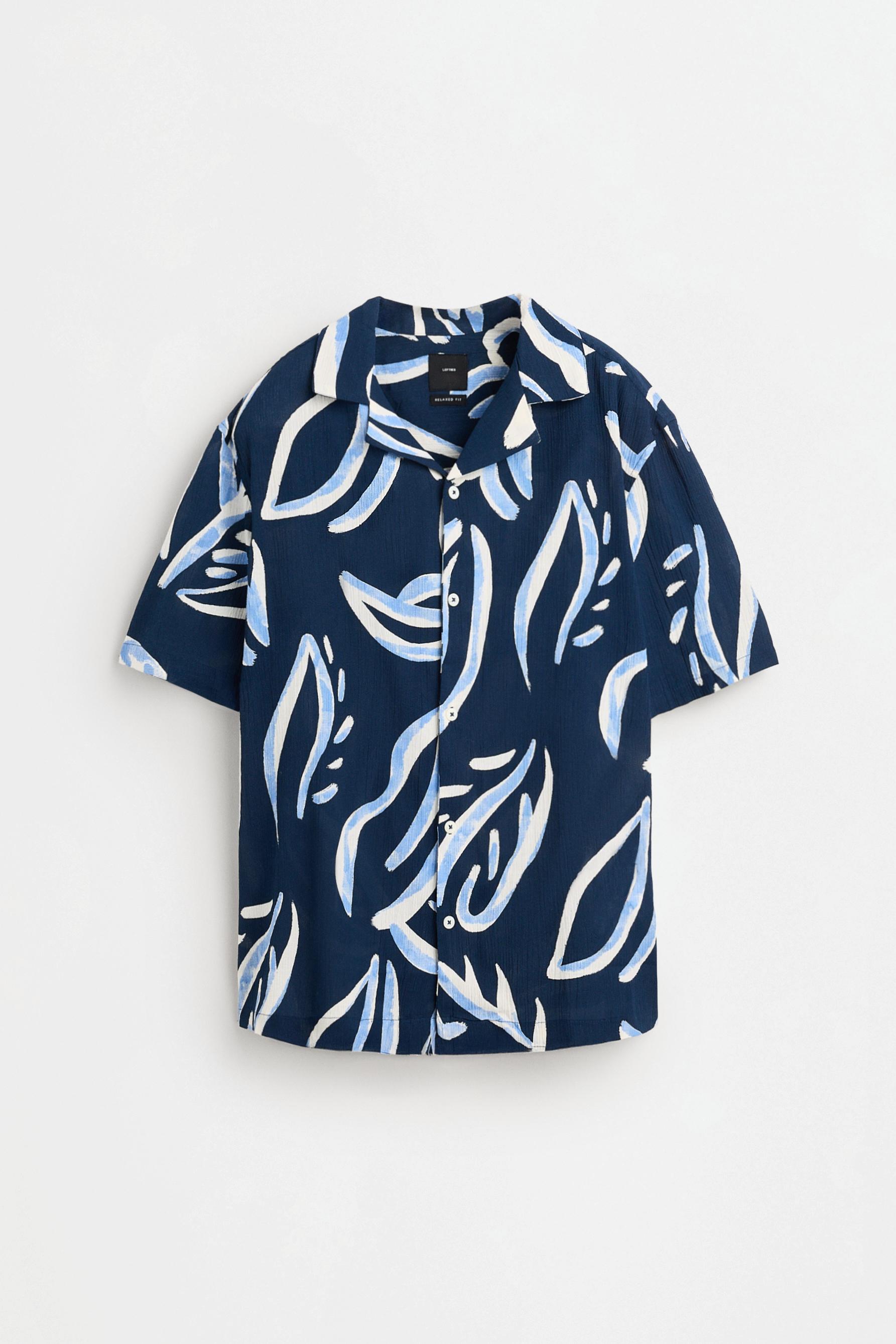 Printed short sleeve shirt — DARK BLUE