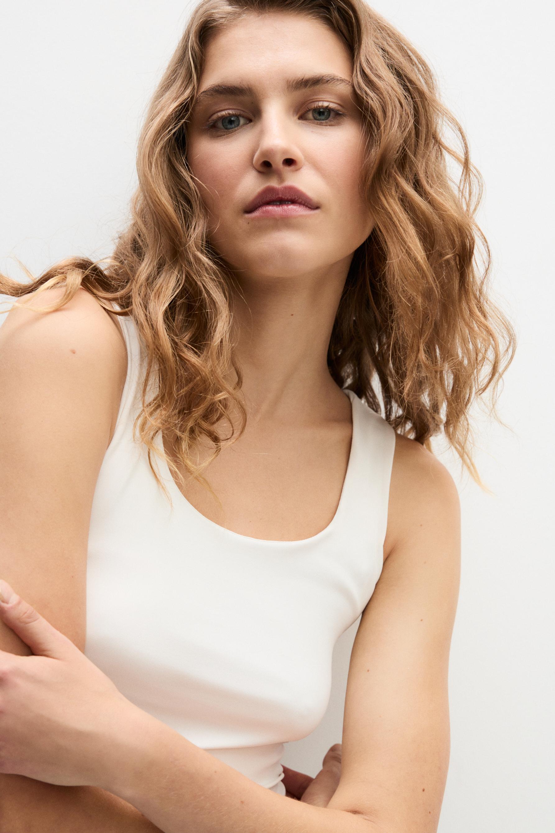 Polyamide T-shirt with wide straps — WHITE