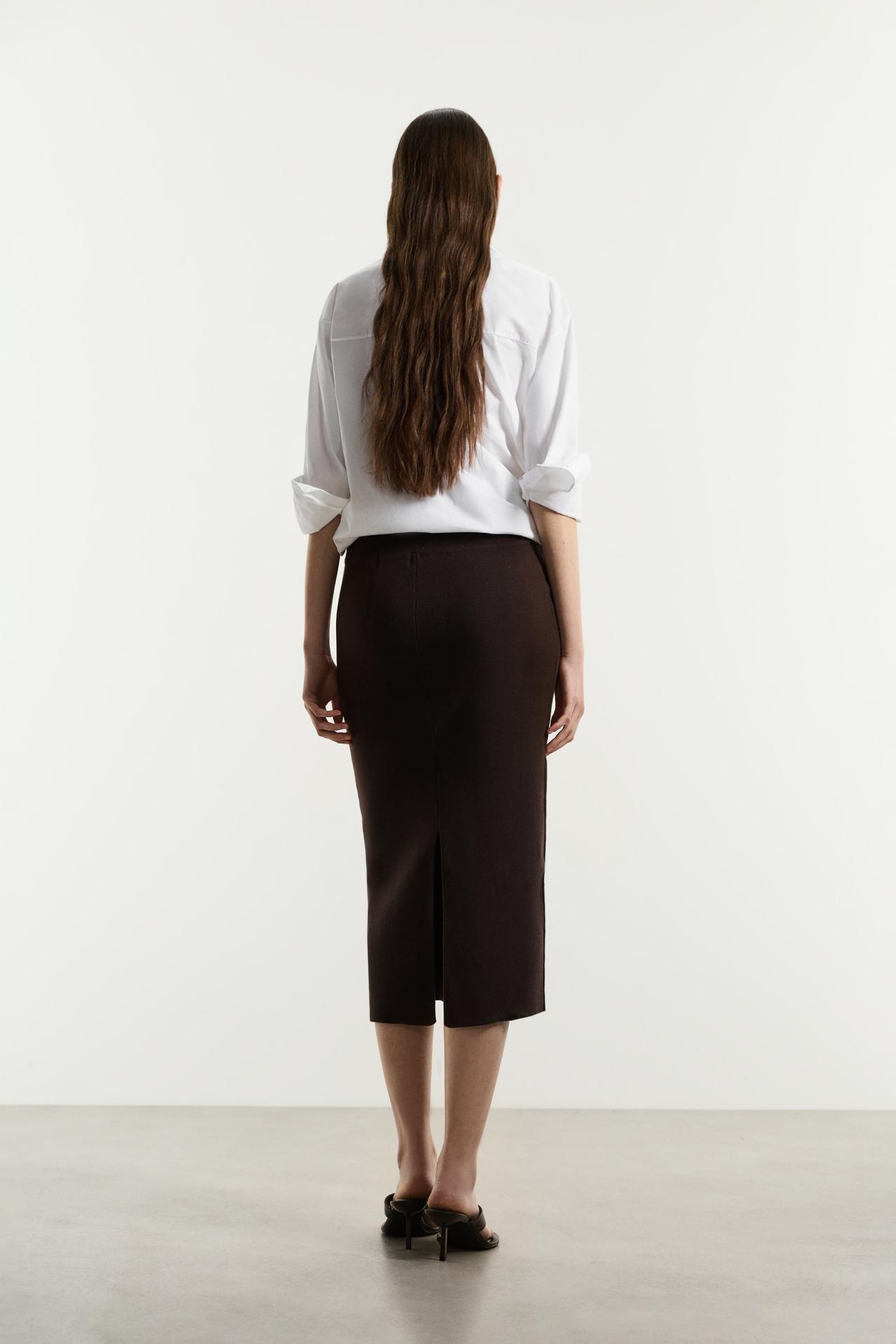 Pencil skirt — DARK BROWN