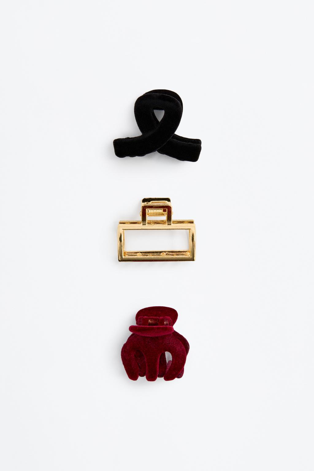 Pack of 3 assorted small hair clips