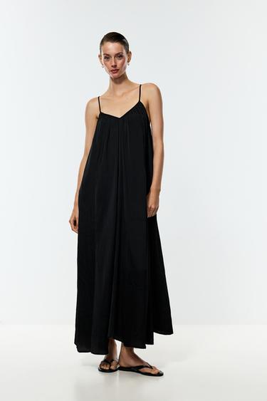 Satin midi dress — BLACK 1