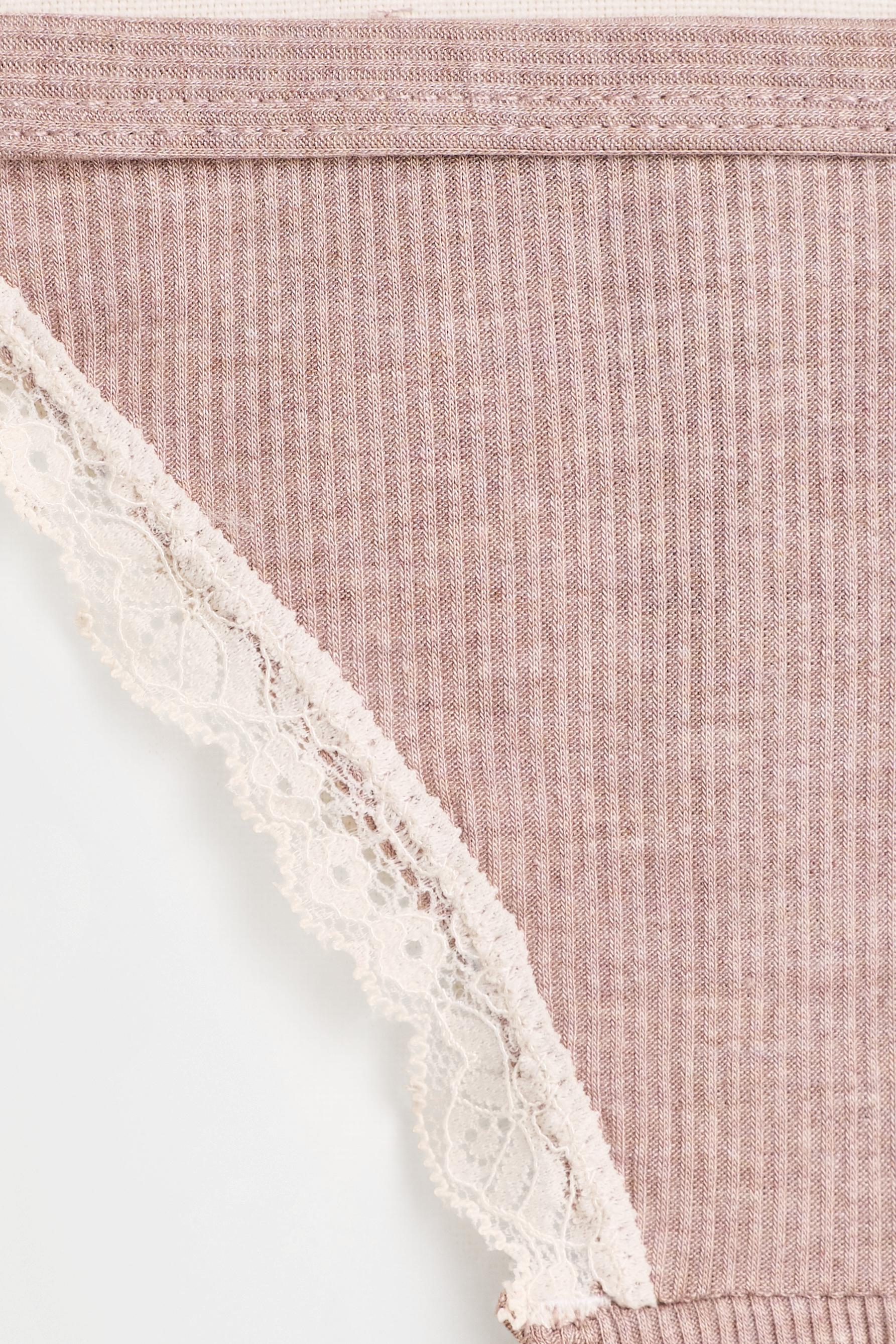 Lace Detail Thong (2-Pack) — BROWN