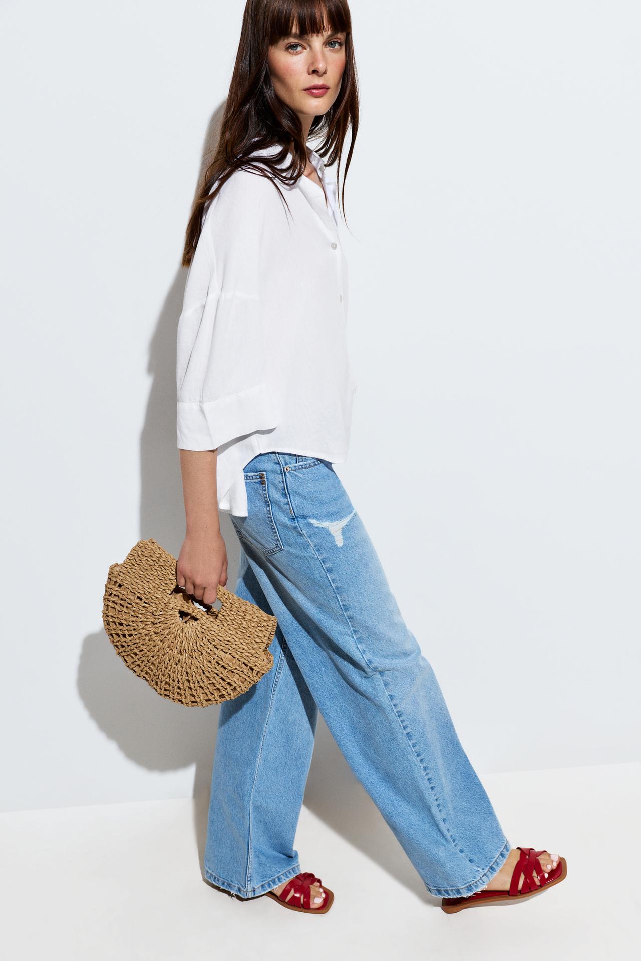 Wide sleeve shirt — WHITE