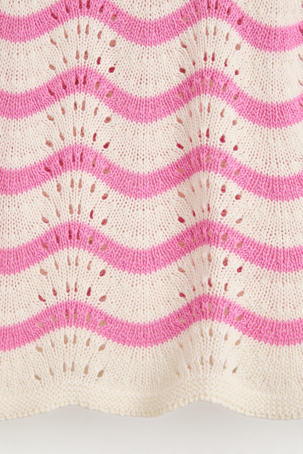 Wavy cutwork knit top — BUBBLEGUM PINK