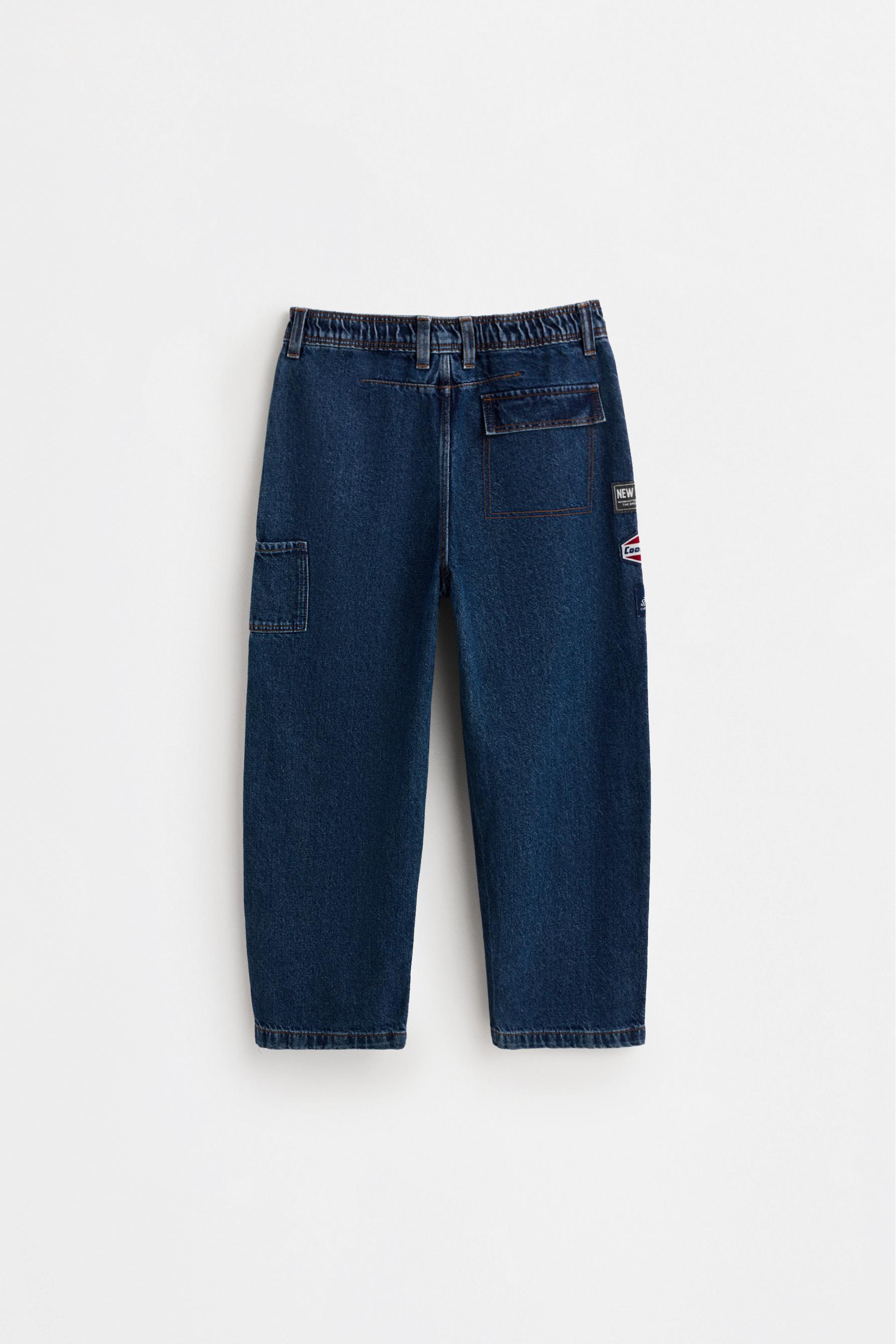 Skate-fit patch jeans — FADED NAVY
