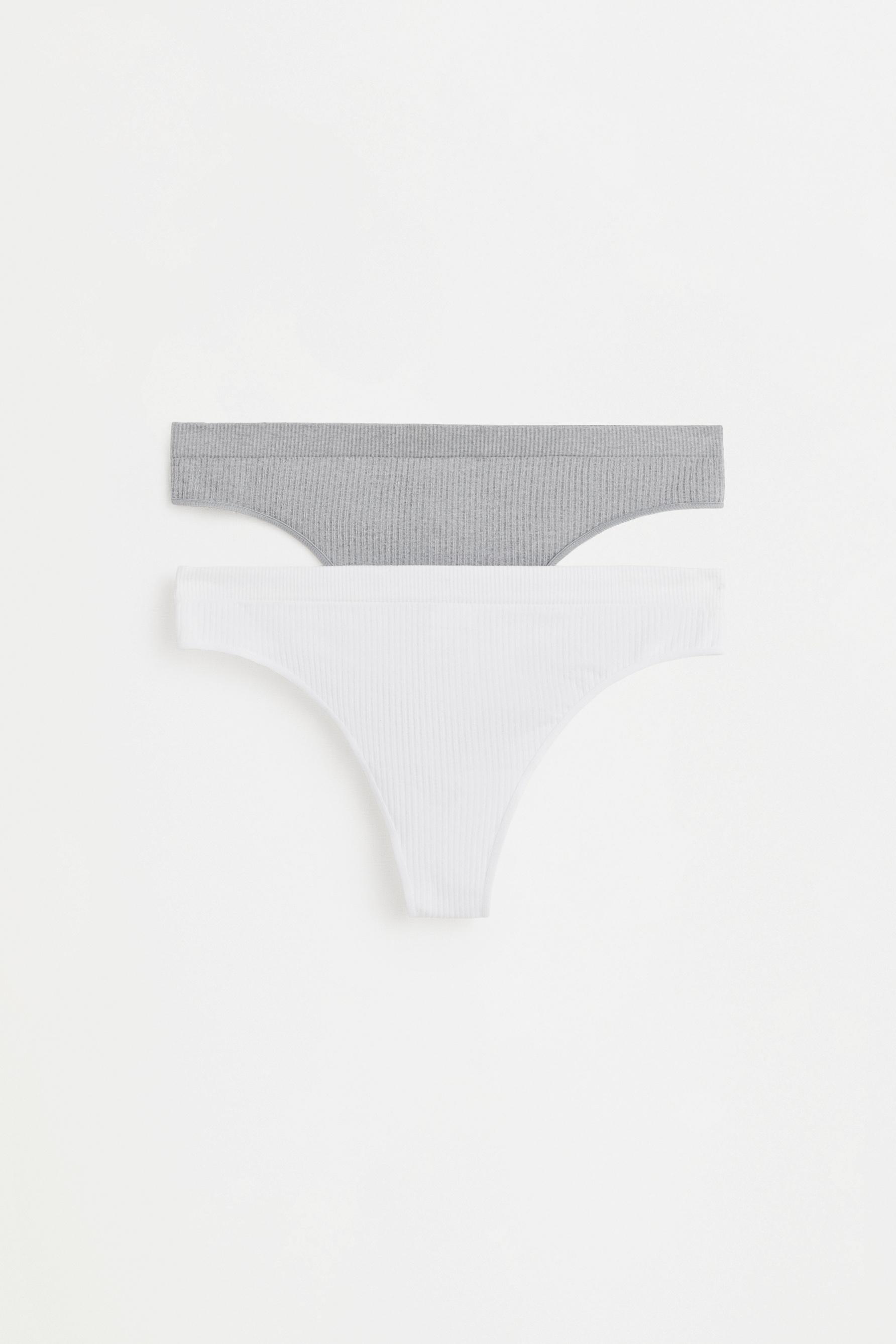 2-Pack seamless ribbed thongs — WHITE