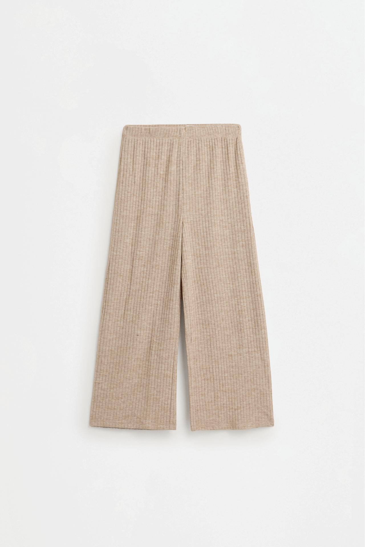 Ribbed knit sweater and trousers co-ord — SAND