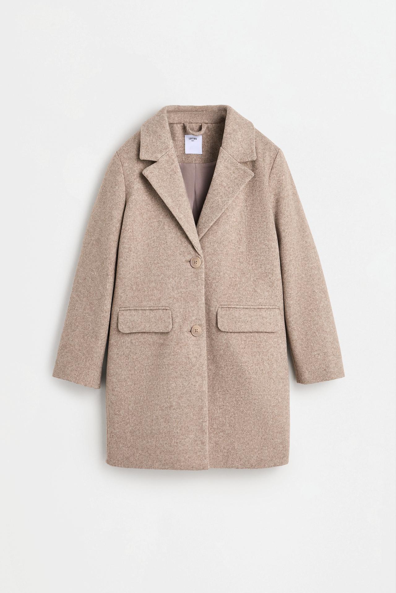 Synthetic wool coat — BEIGE