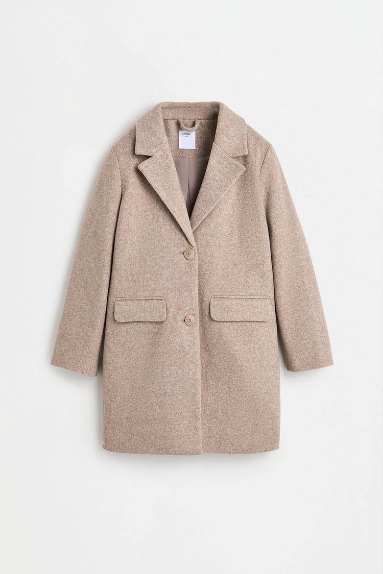 Synthetic wool coat — BEIGE
