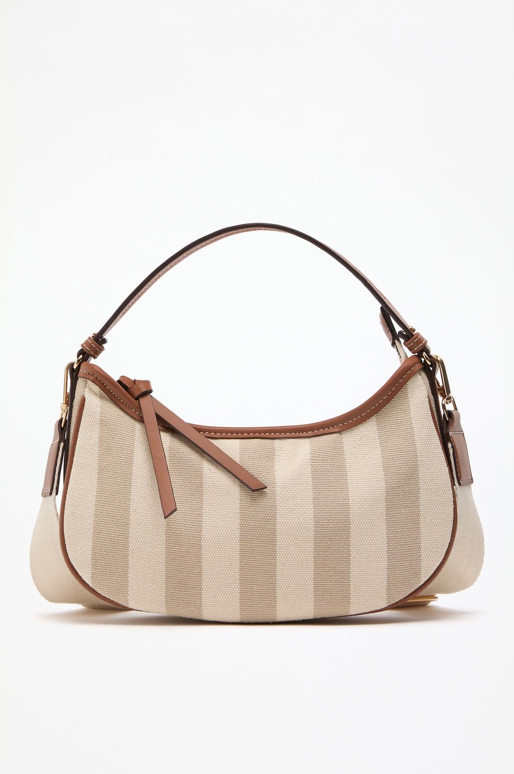 Striped canvas crossbody bag