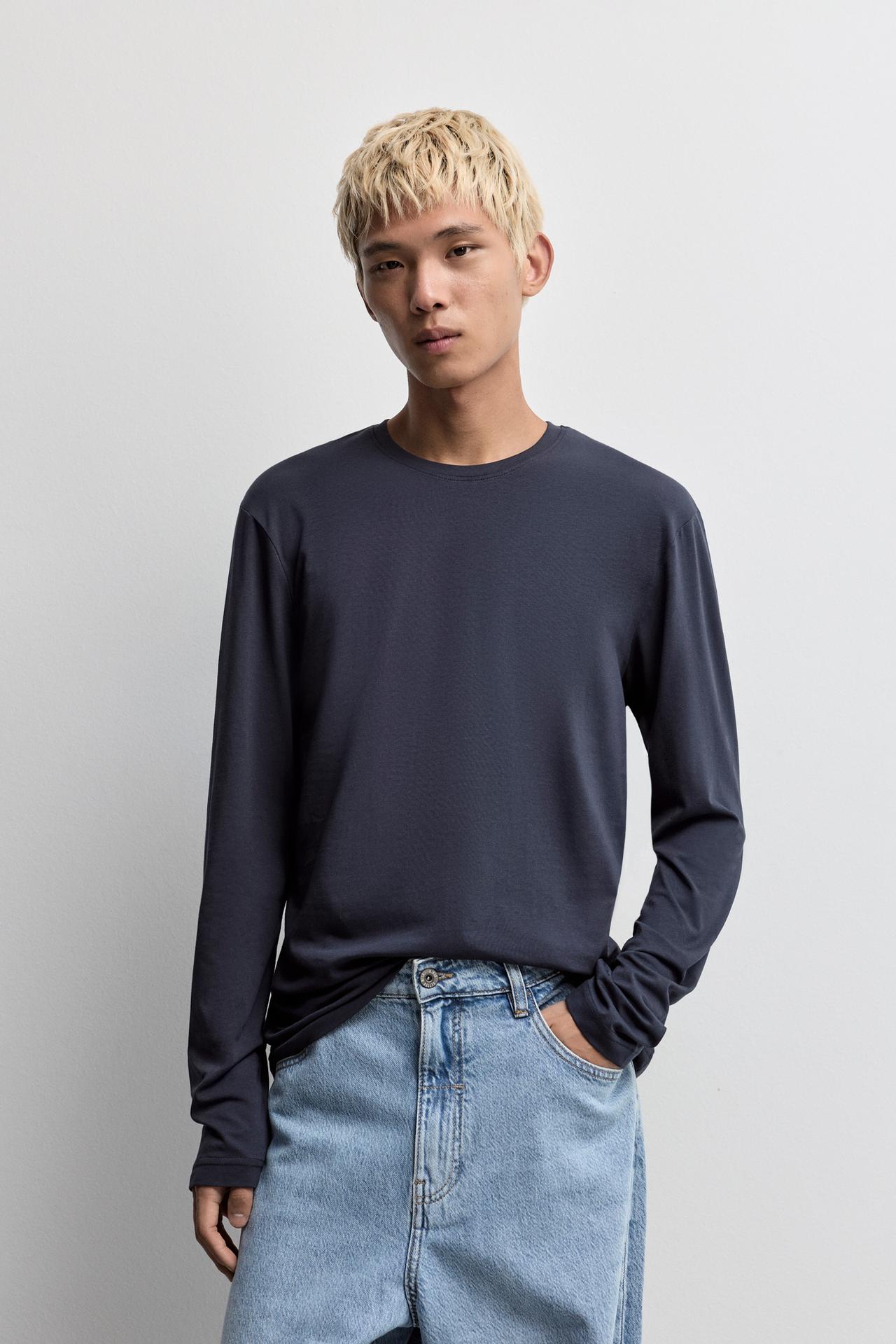 Basic long sleeve T-shirt — NAVY