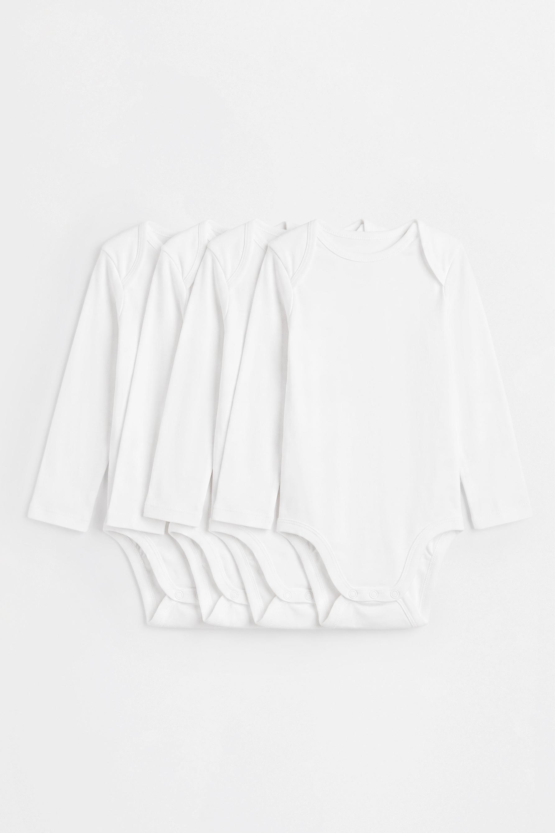 Long sleeve bodysuits (4-pack) — WHITE
