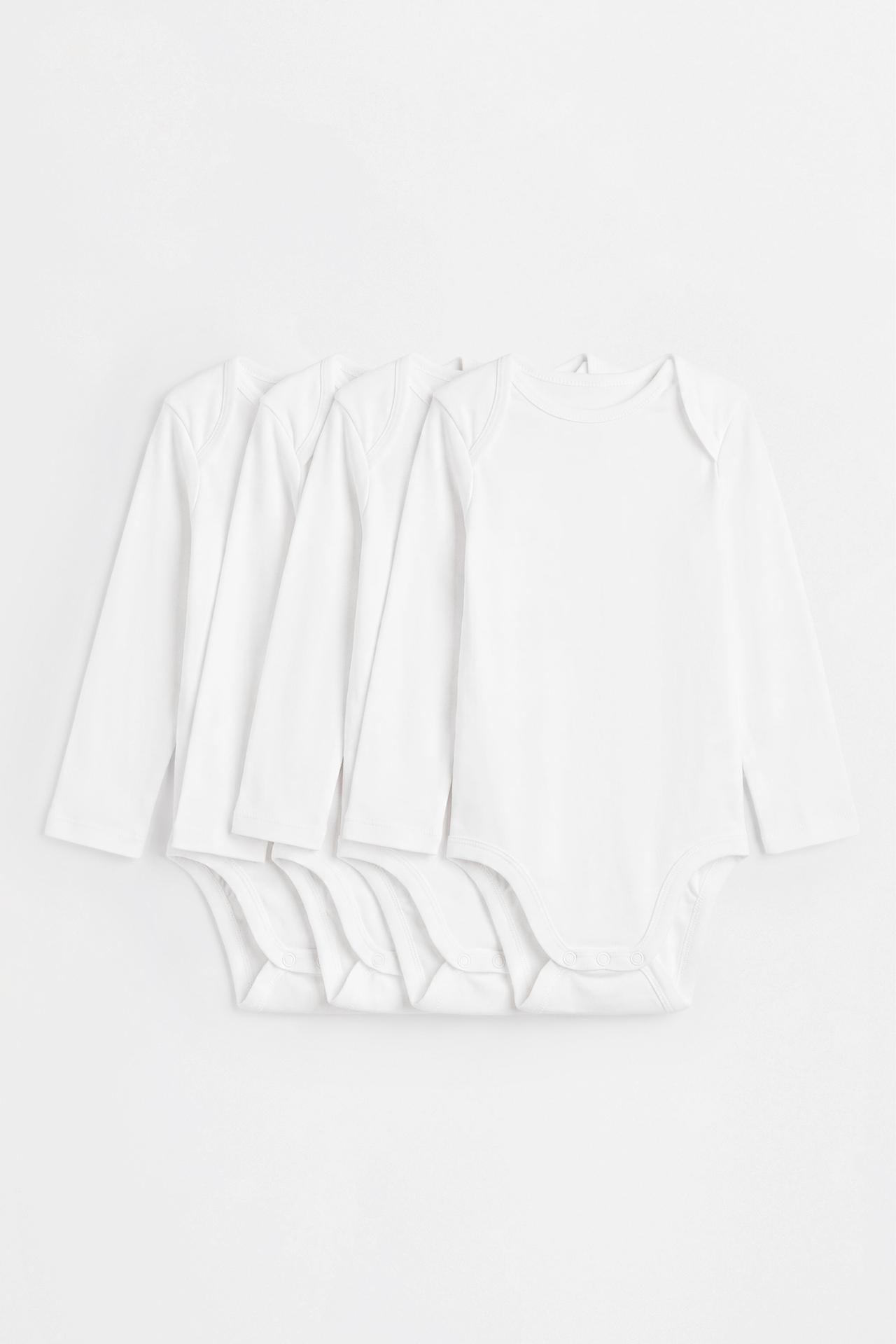 Long sleeve bodysuits (4-pack) — WHITE
