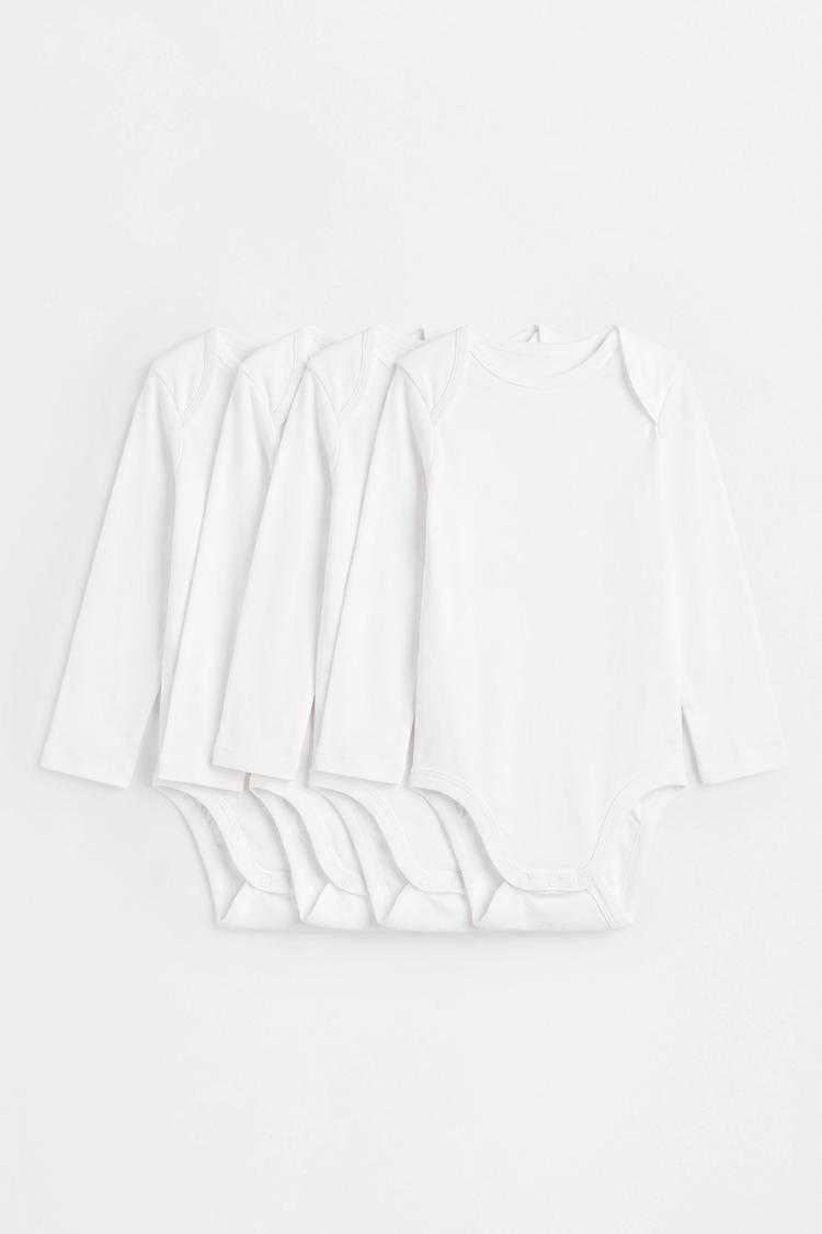 Long sleeve bodysuits (4-pack) — WHITE
