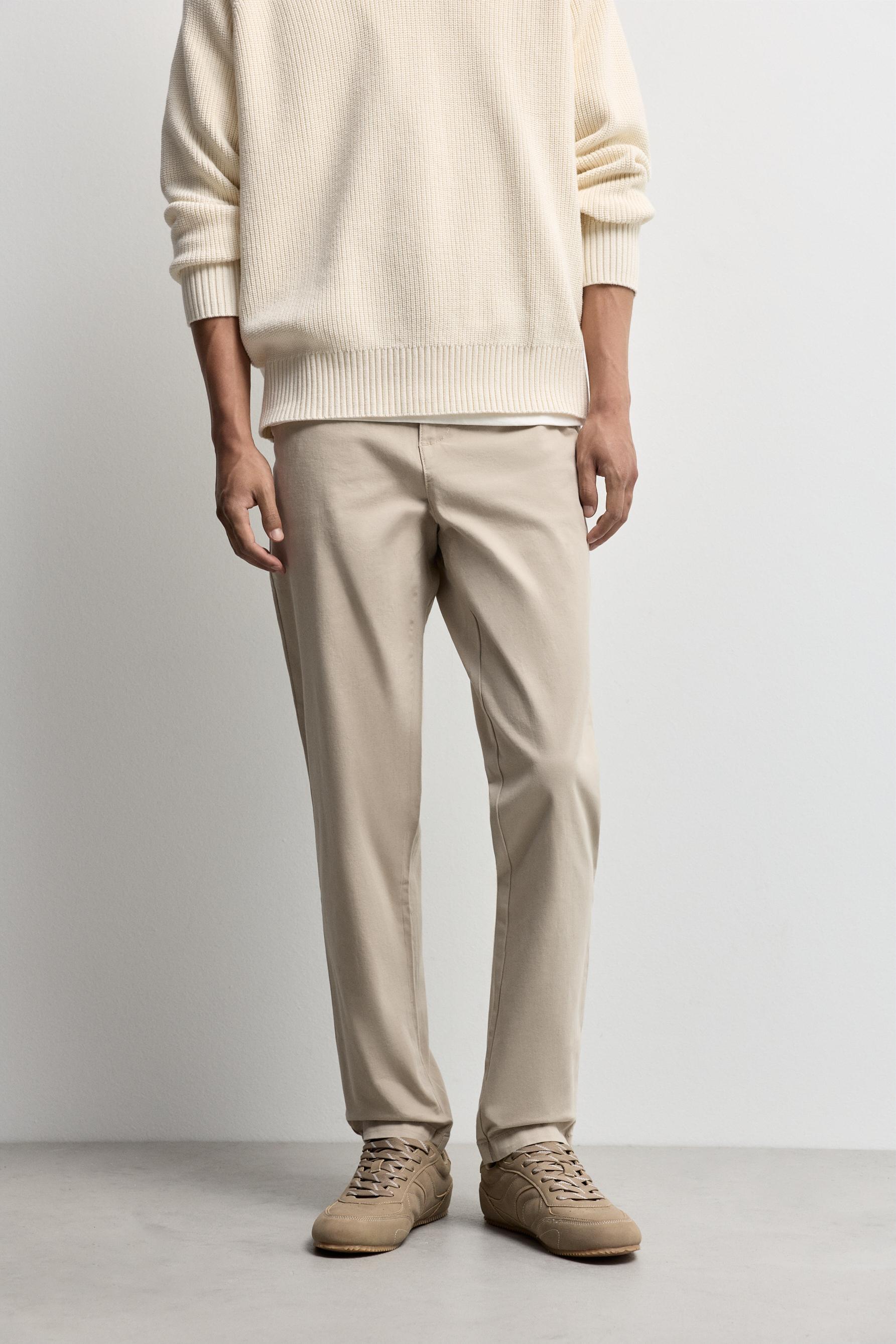 Skinny fit chino trousers — BEIGE
