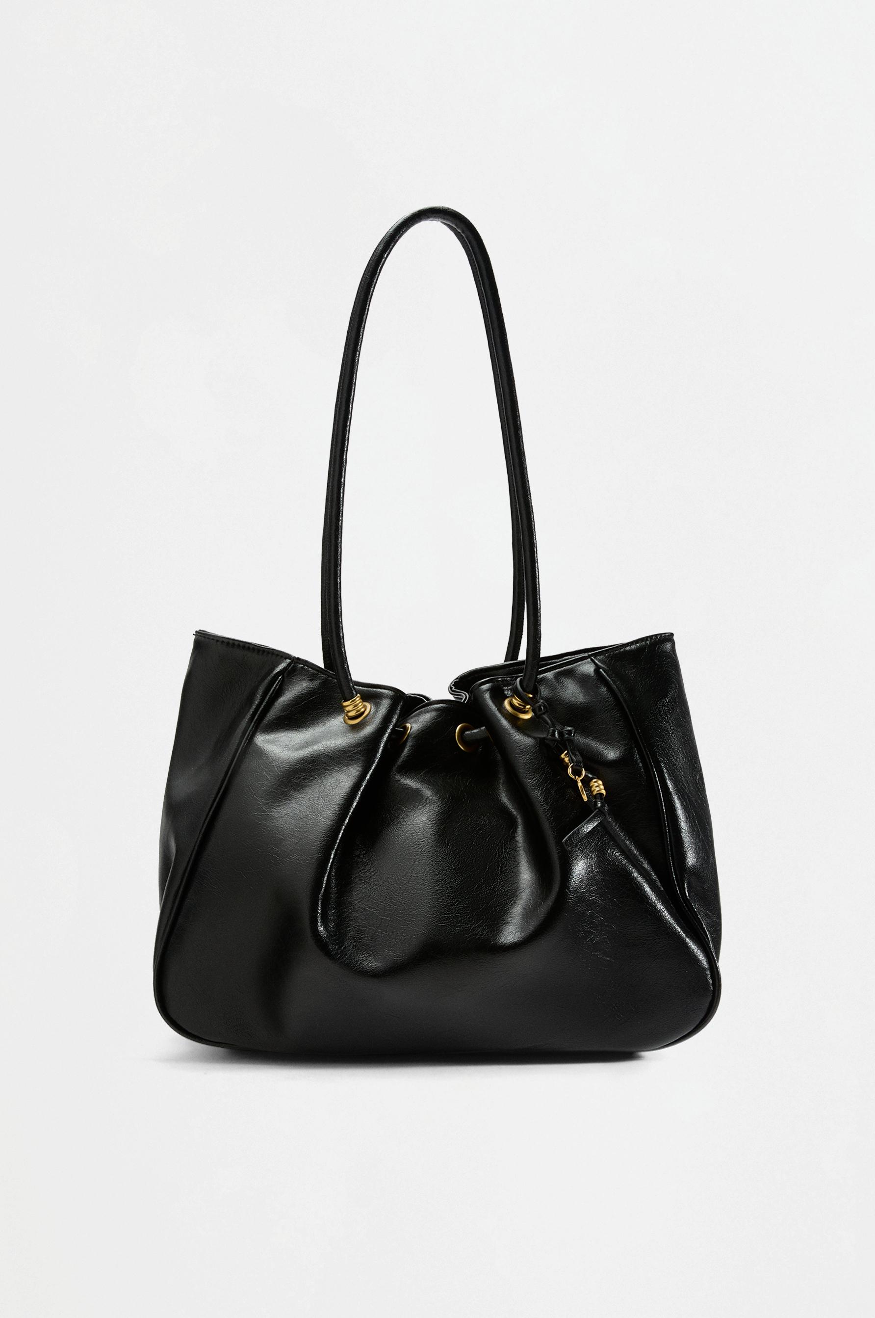 Gathered shopper bag — BLACK
