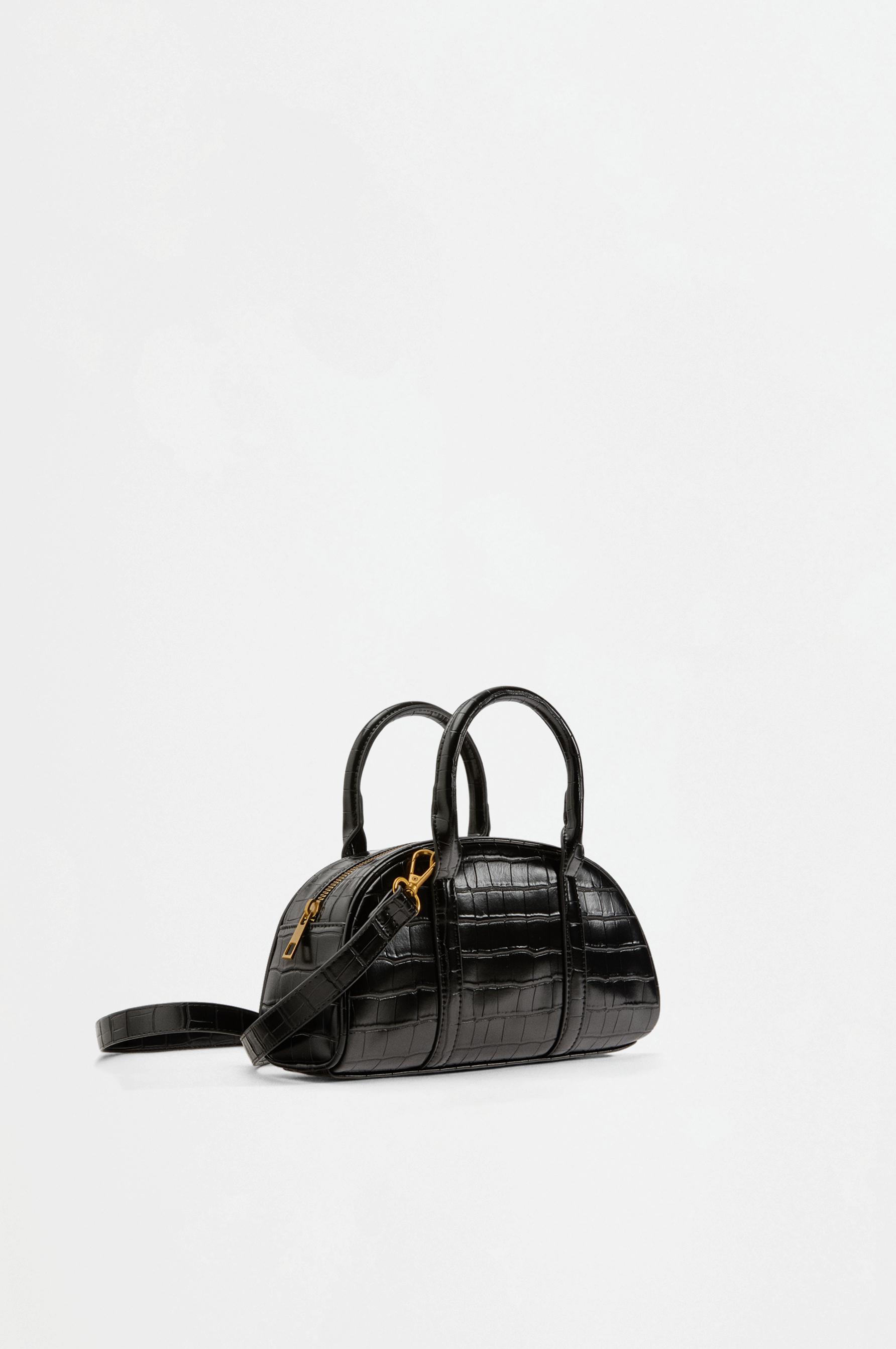Croc-effect bowling bag — BLACK