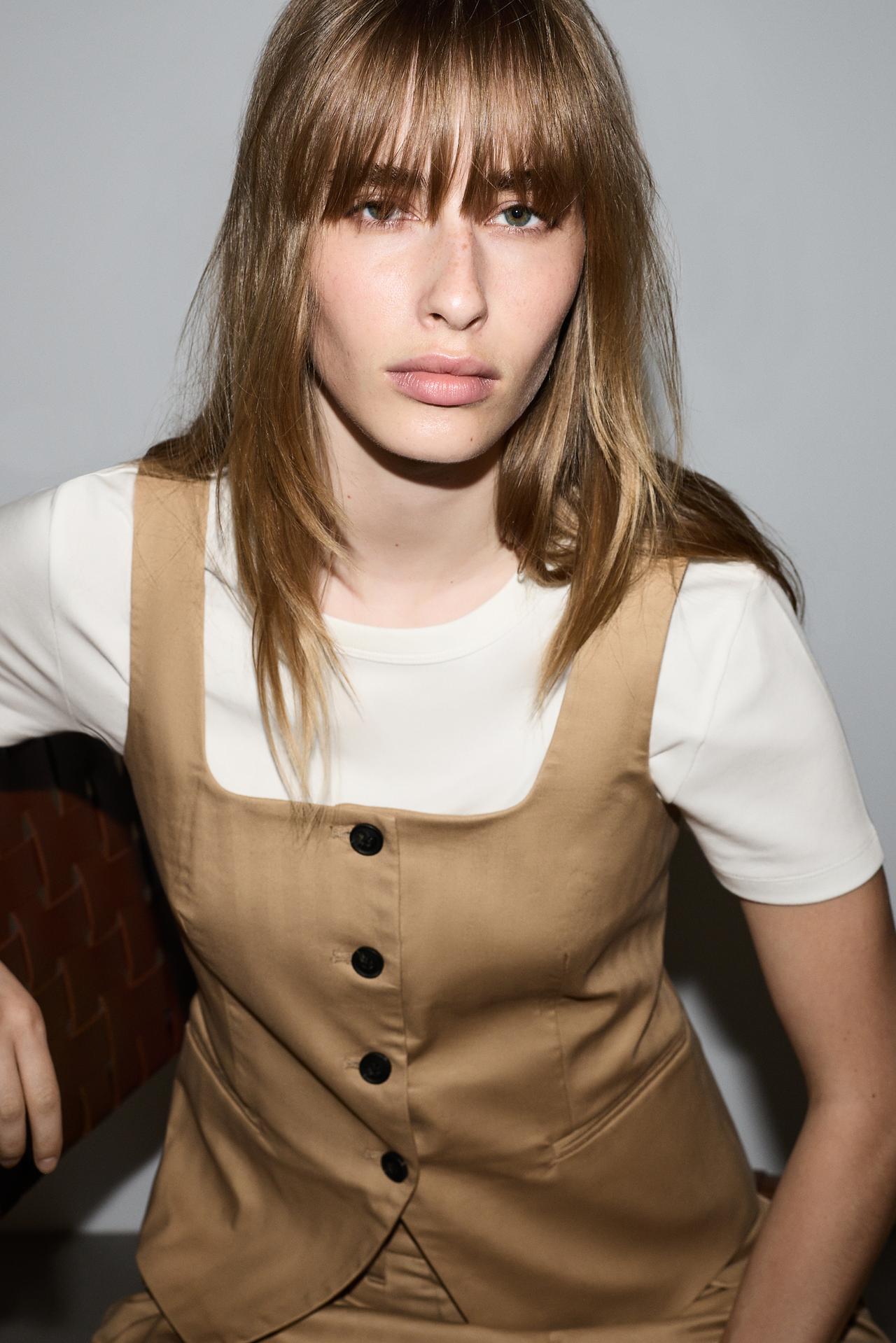 Button-up halter vest — MEDIUM CAMEL