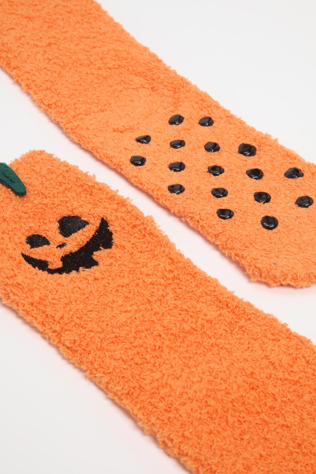 Non-slip pumpkin socks