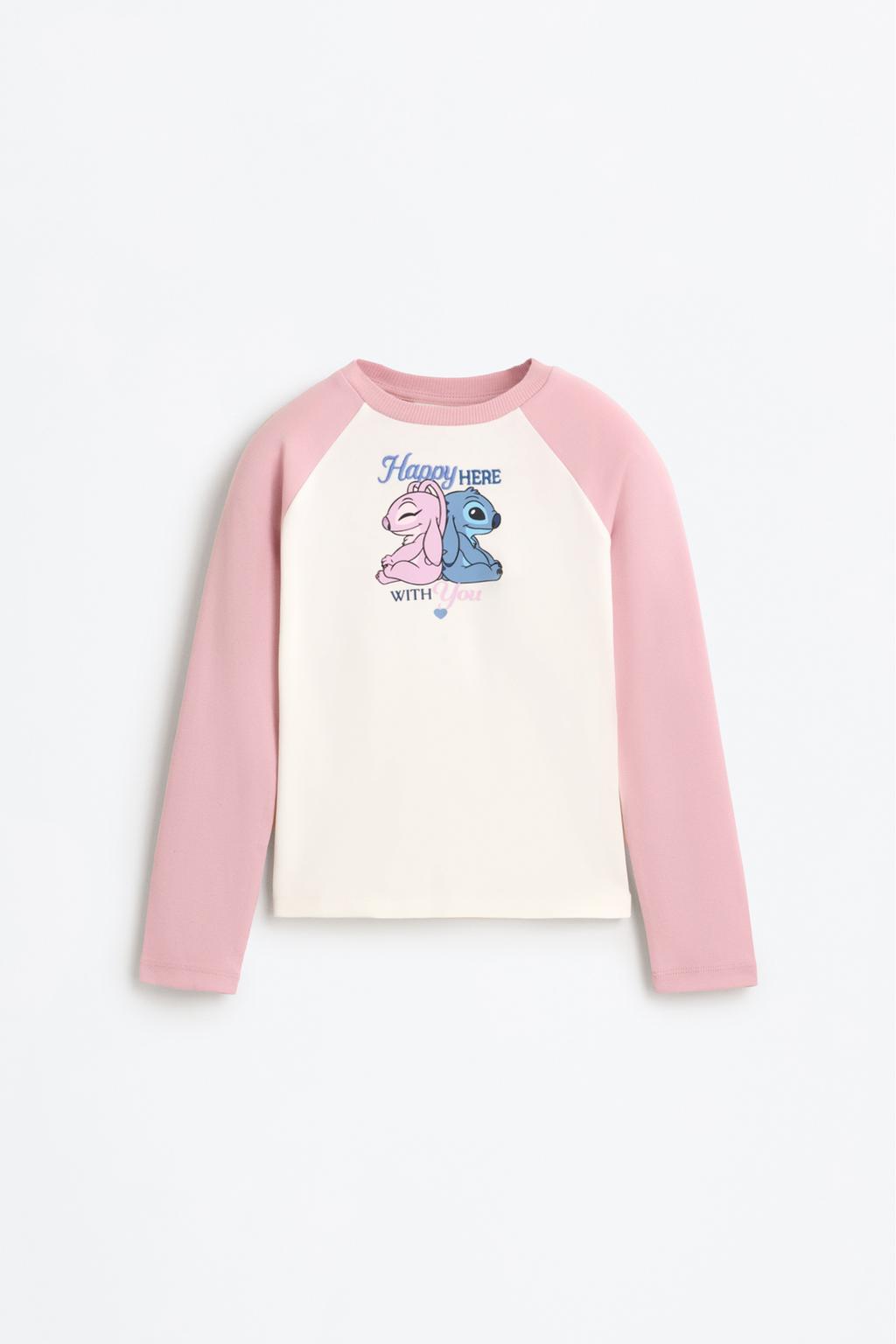 Camiseta Anxo e Stitch ©Disney manga a contraste