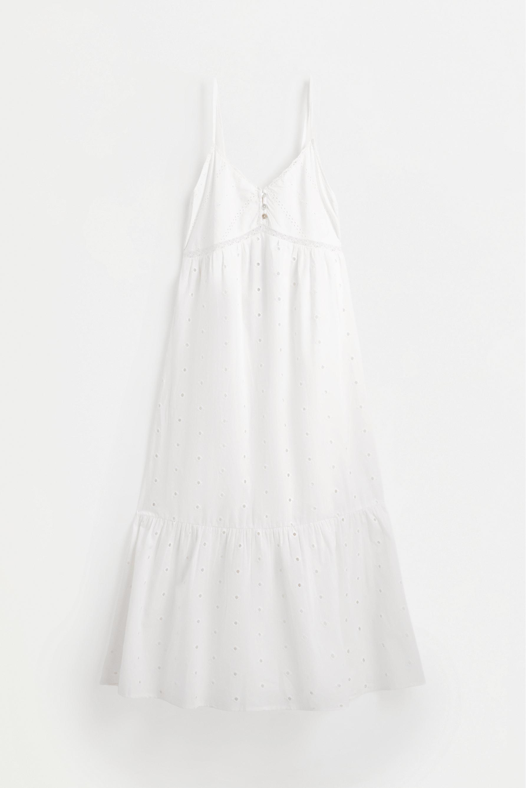 Swiss embroidery midi dress — OFF WHITE