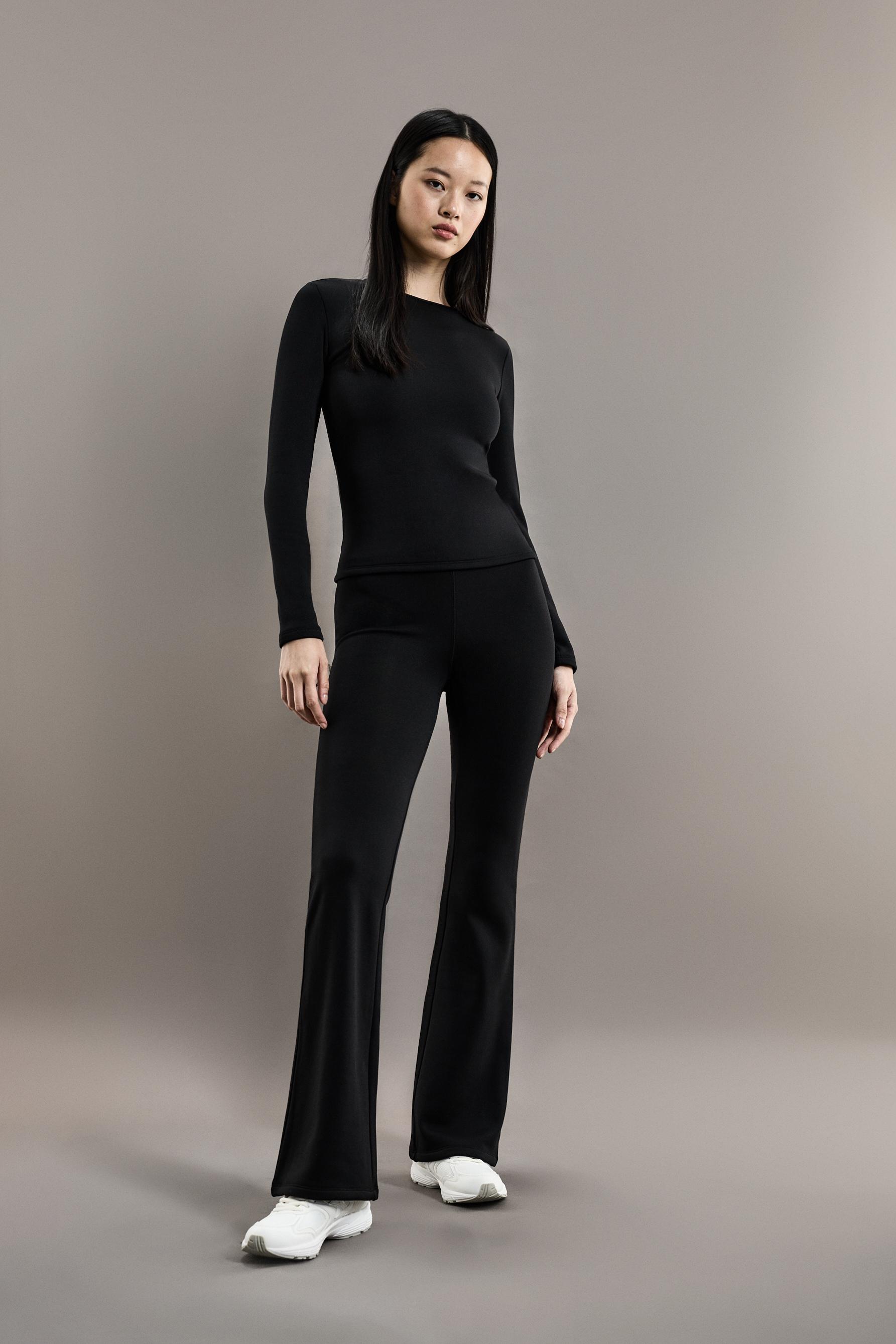 HEAVY WEIGHT thermal bell bottom leggings (10°F to 48°F) — BLACK