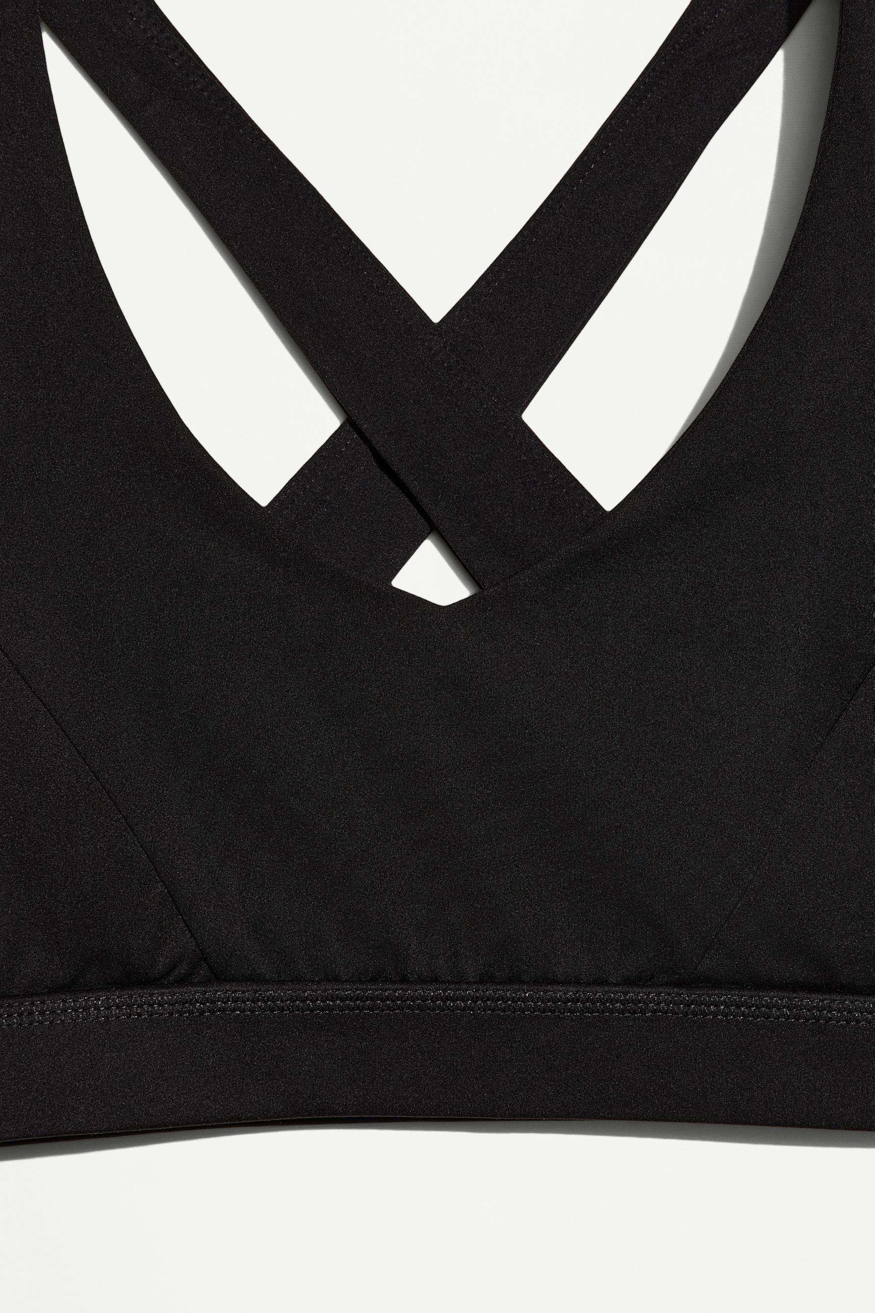 Criss-cross strap sports top — BLACK