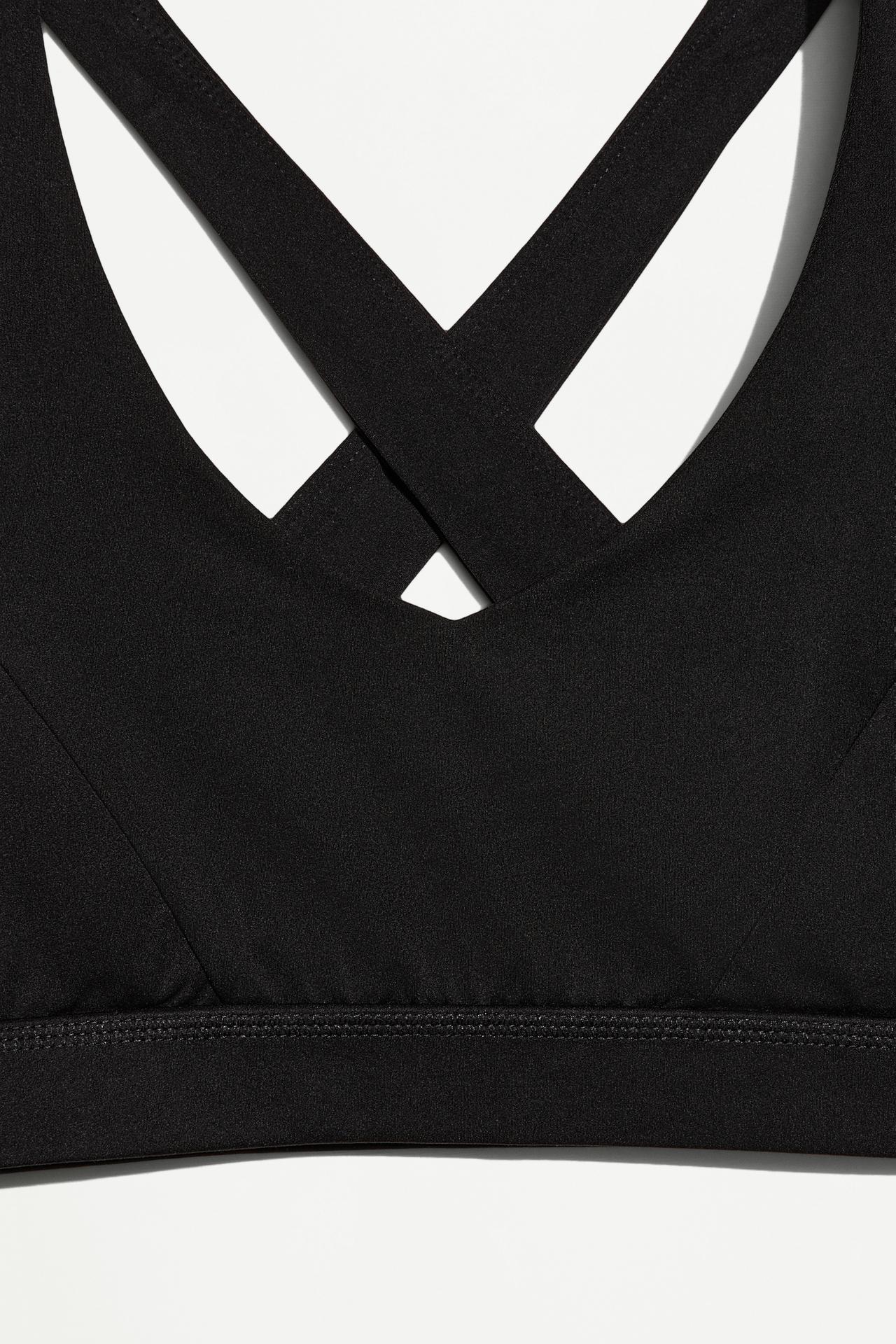 Criss-cross strap sports top — BLACK