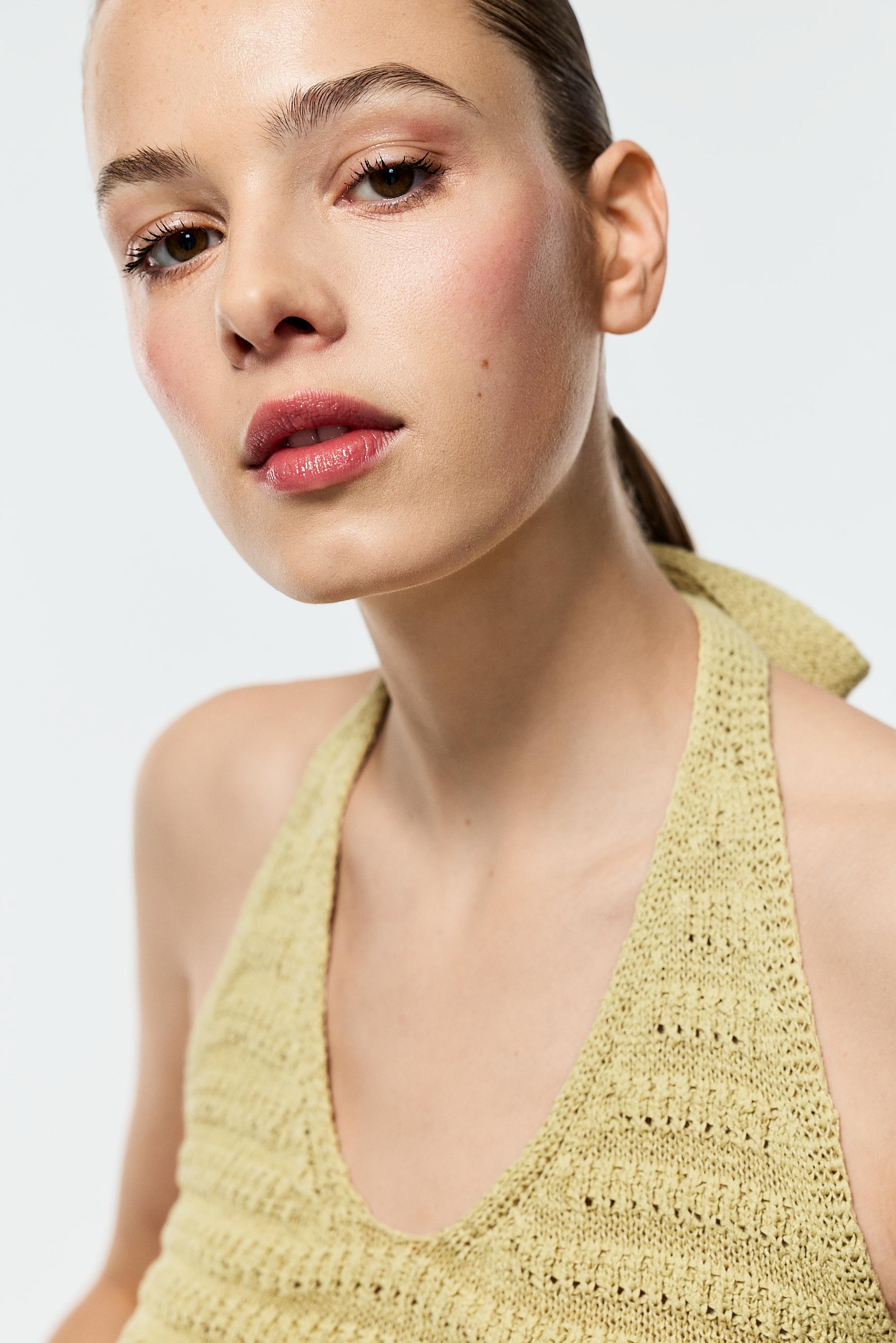 Knit halter top — PALE GREEN