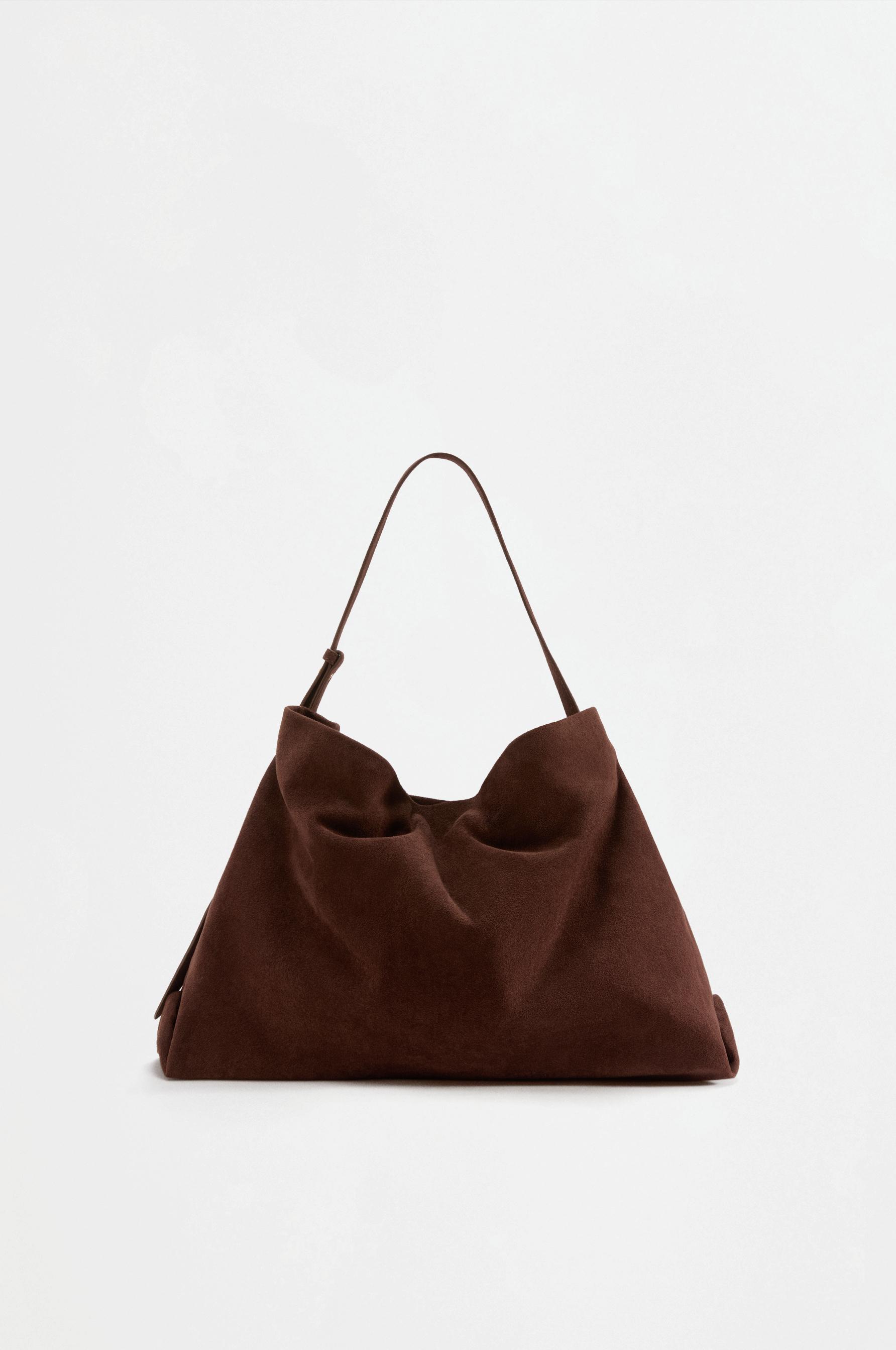Faux suede shopper bag — BROWN
