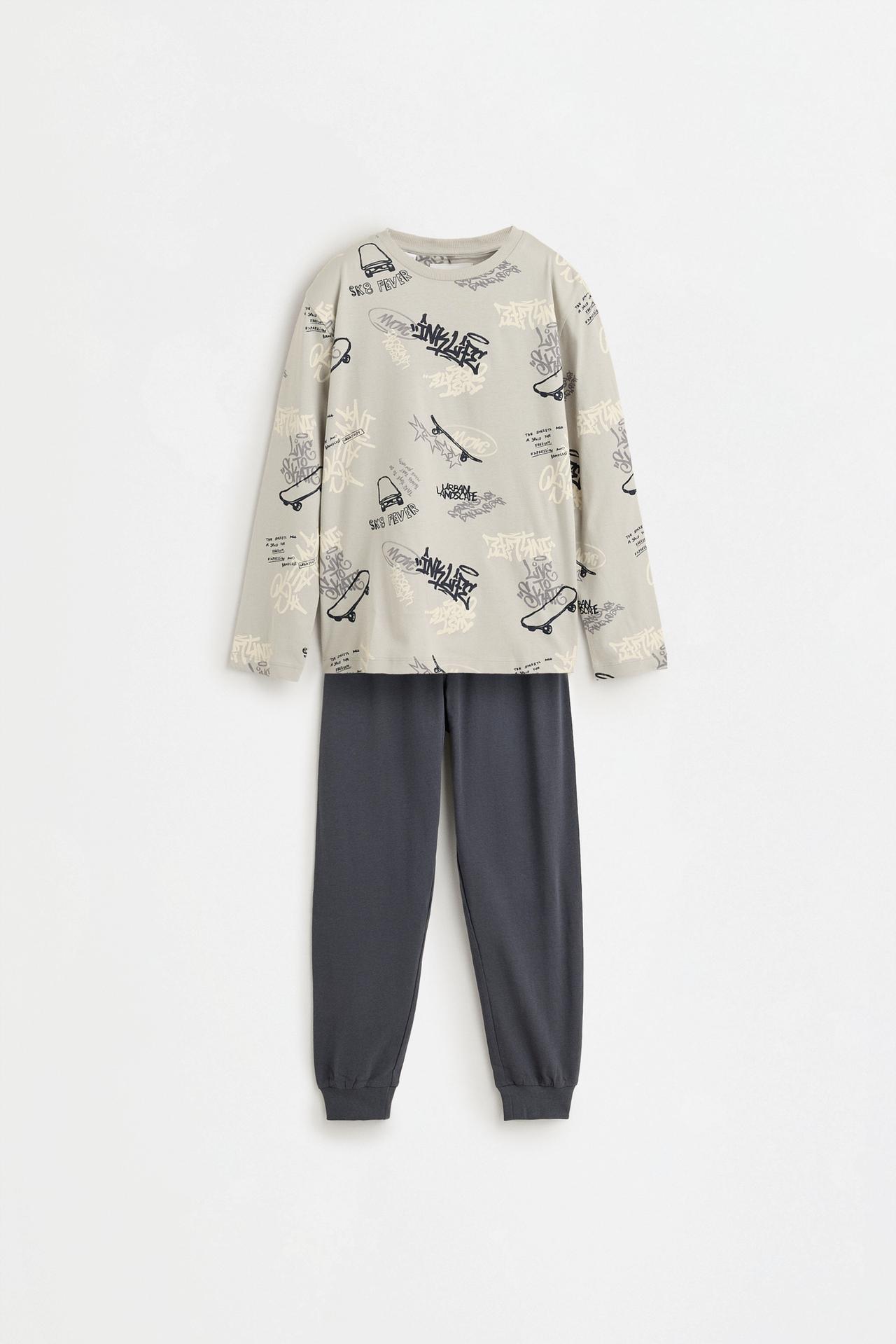 Long printed pyjamas — PALE GREY