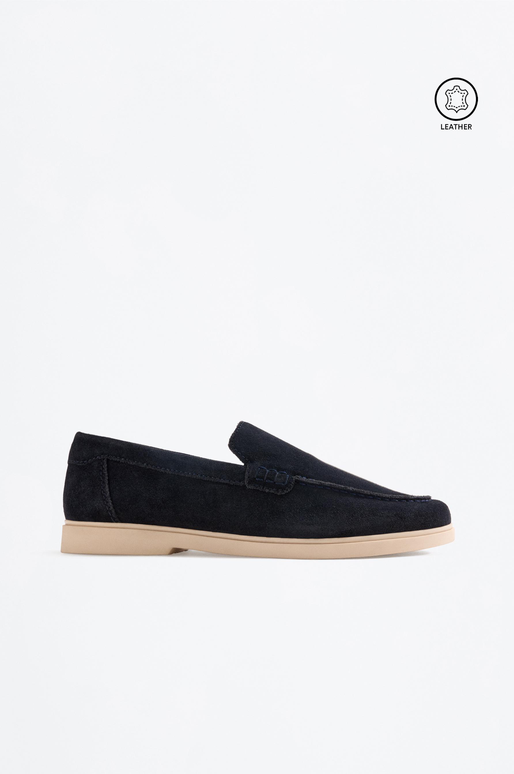 Casual leather loafers — NAVY BLUE