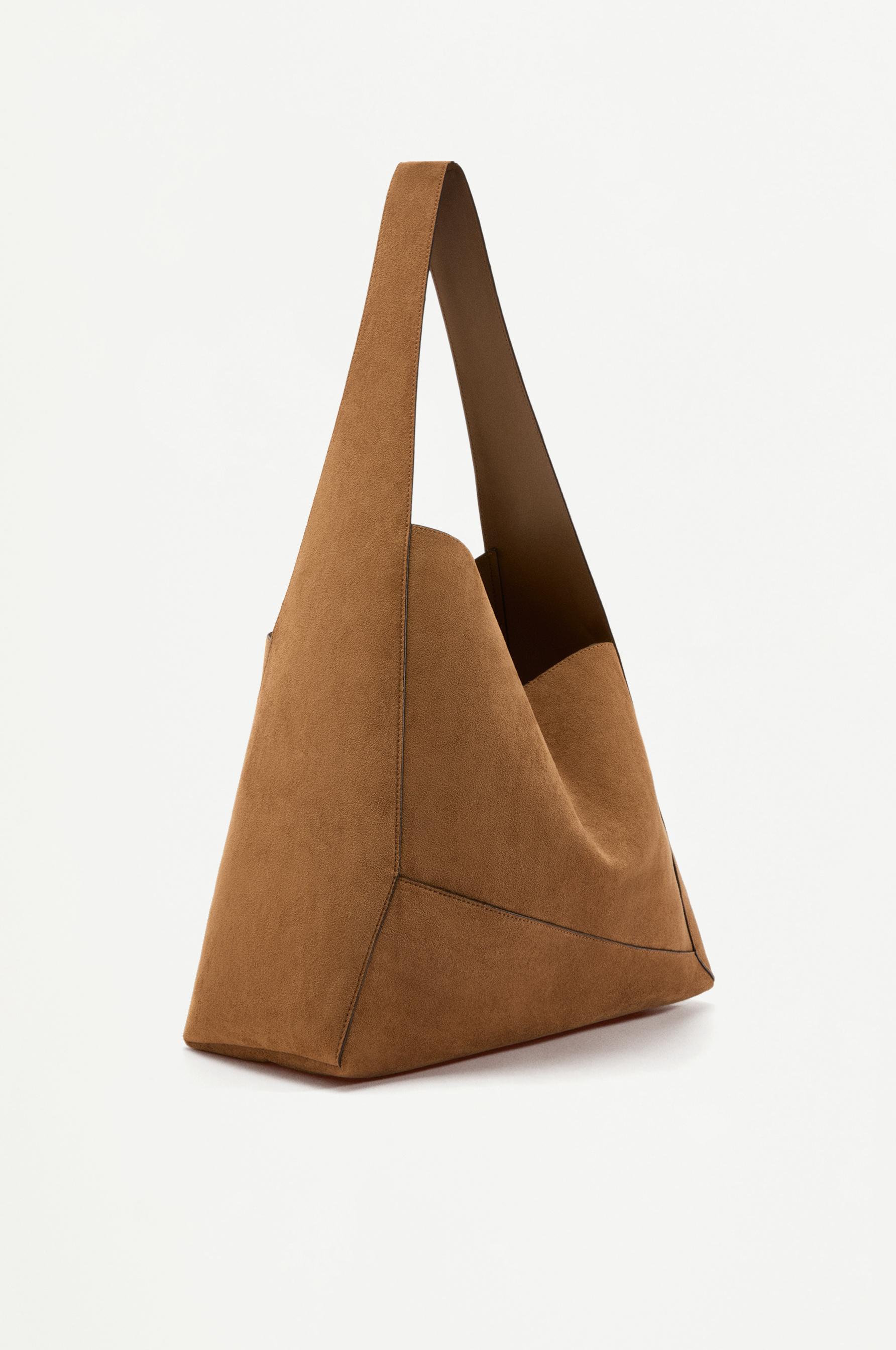 Asymmetric shopper bag — CAMEL