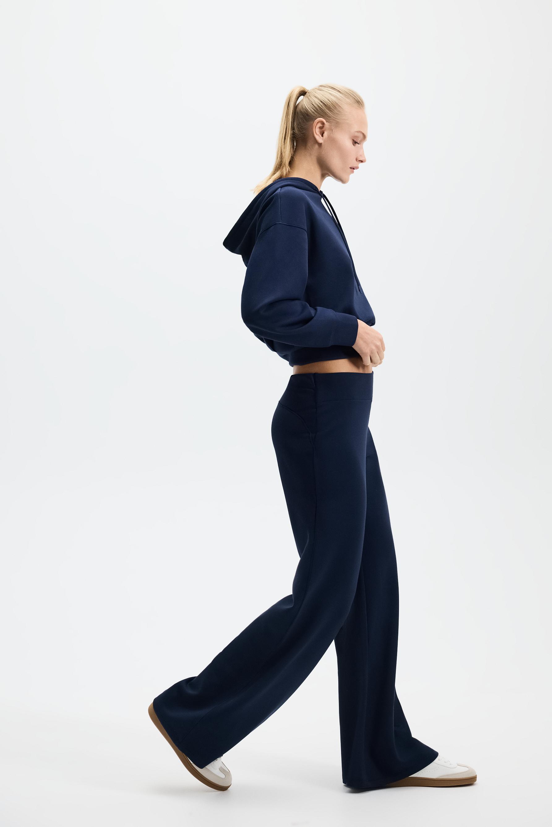 Flowing flared tracksuit trousers — DARK BLUE