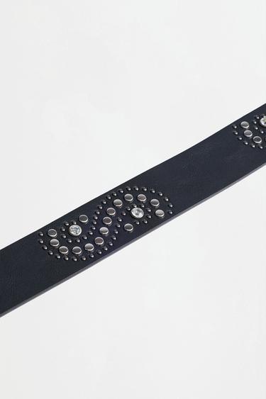 Belt with carved buckle and studs — BLACK TONE 4