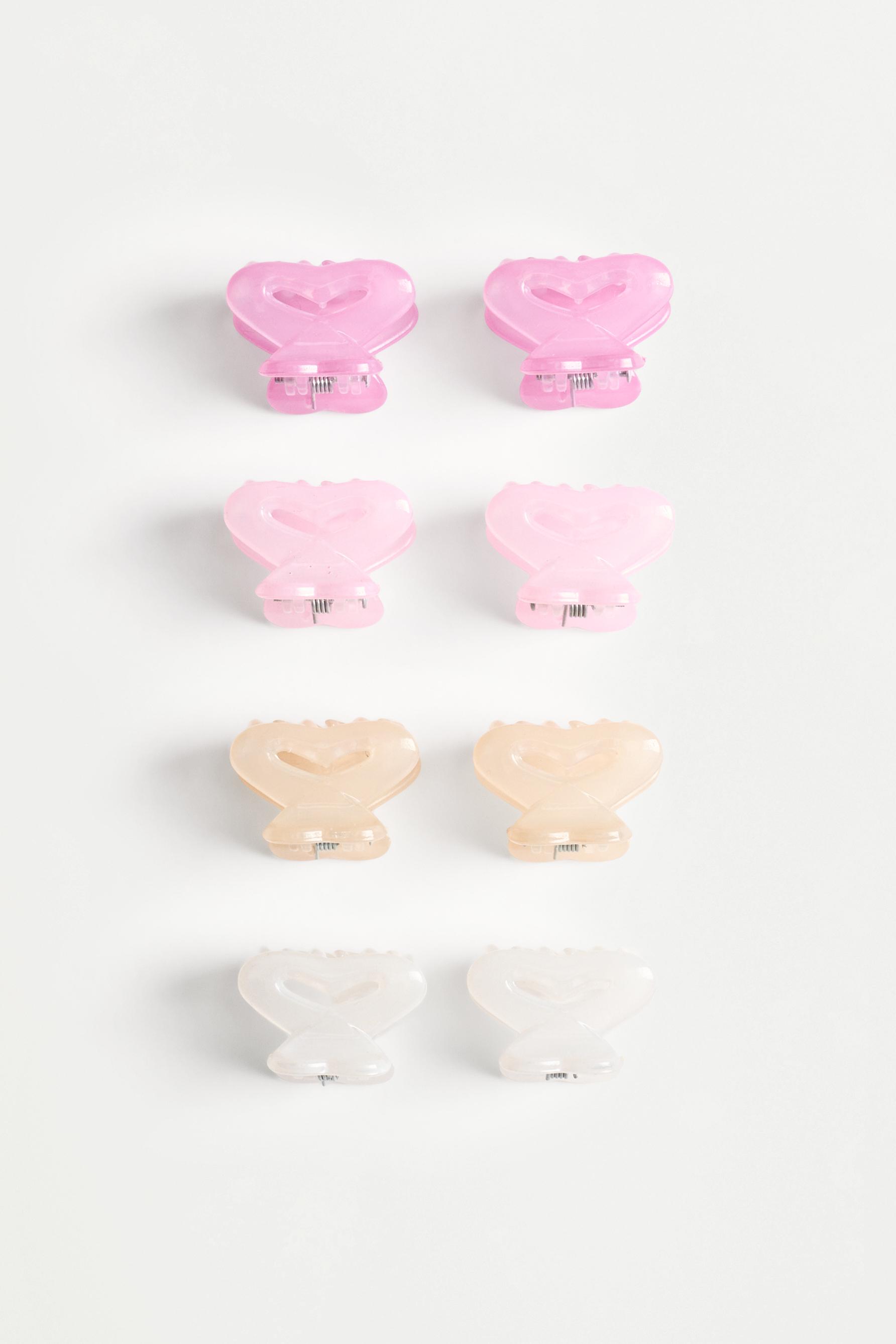 Heart Hair Clips (8-Pack) — BEIGE