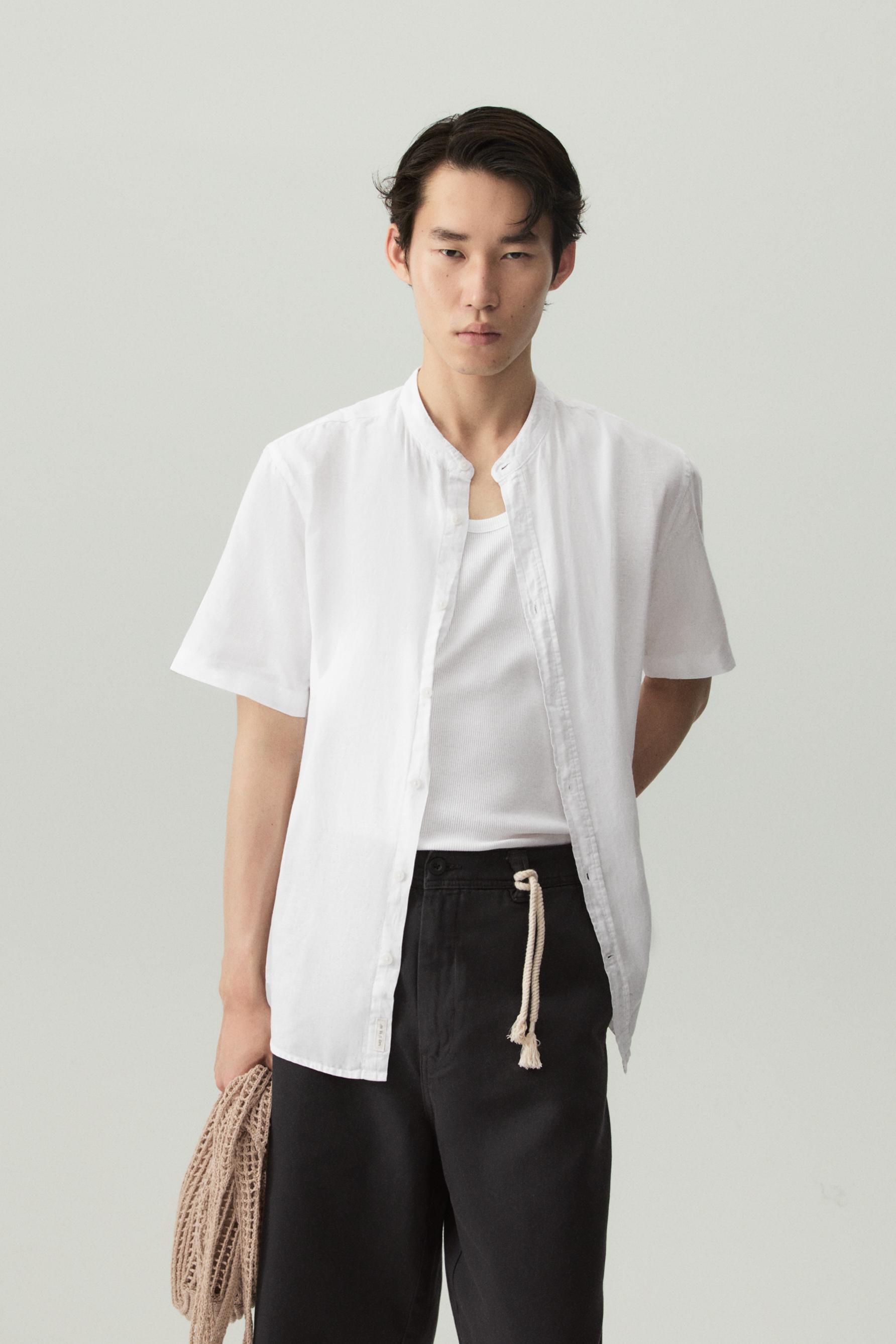 Camisa cuello mao lino - algodón