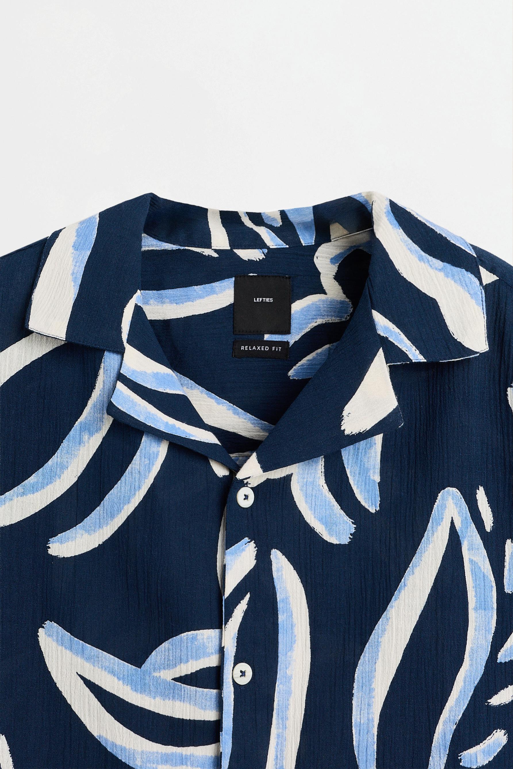 Printed short sleeve shirt — DARK BLUE