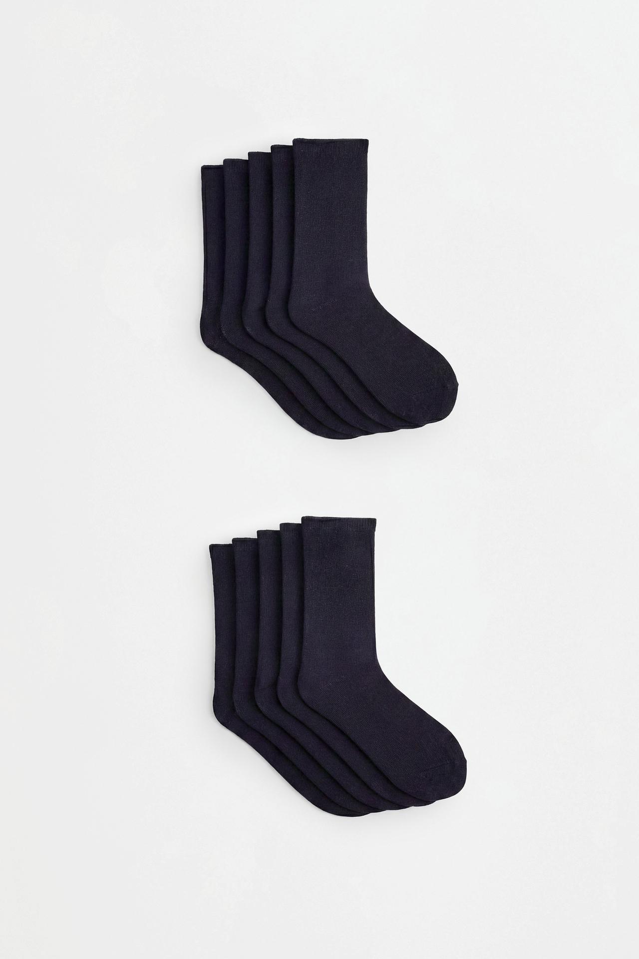 Plain long socks (10-pack) — BLACK