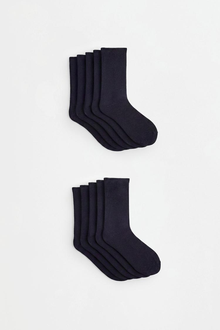 Plain long socks (10-pack) — BLACK